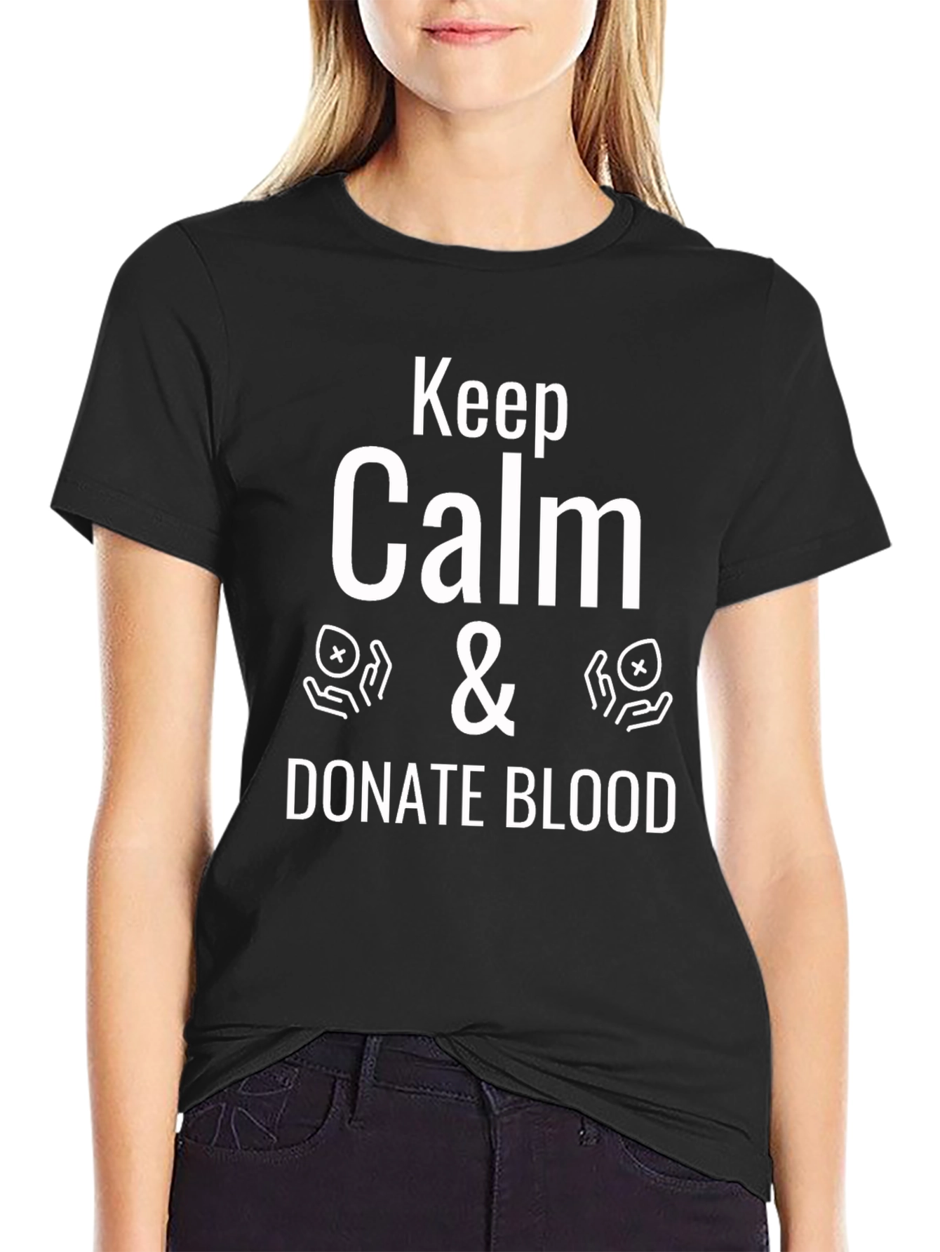 Keep Calm Donate Blood T-Shirt - Black Cotton Tee