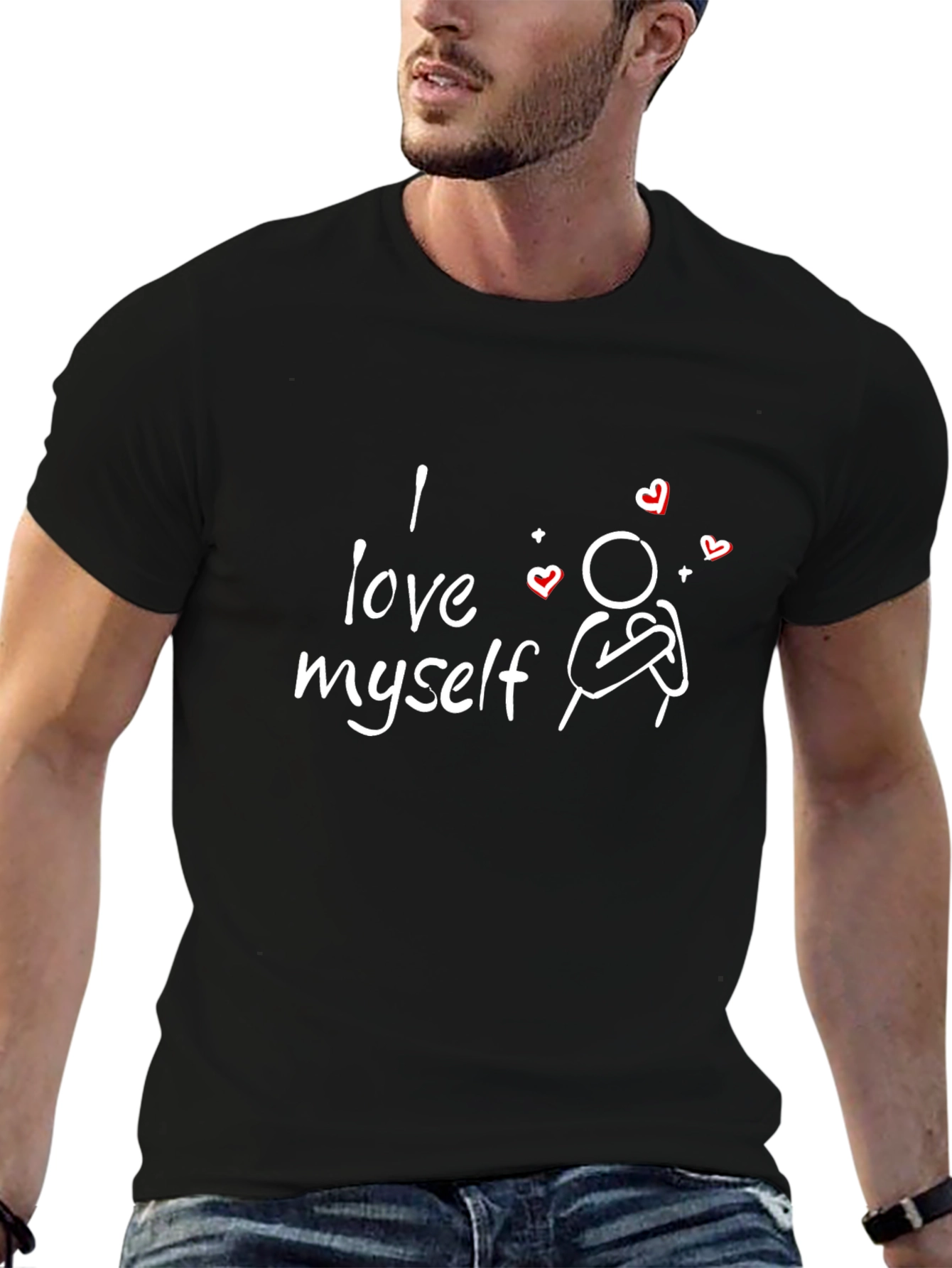 I Love Myself Graphic Tee - Black Casual T-Shirt