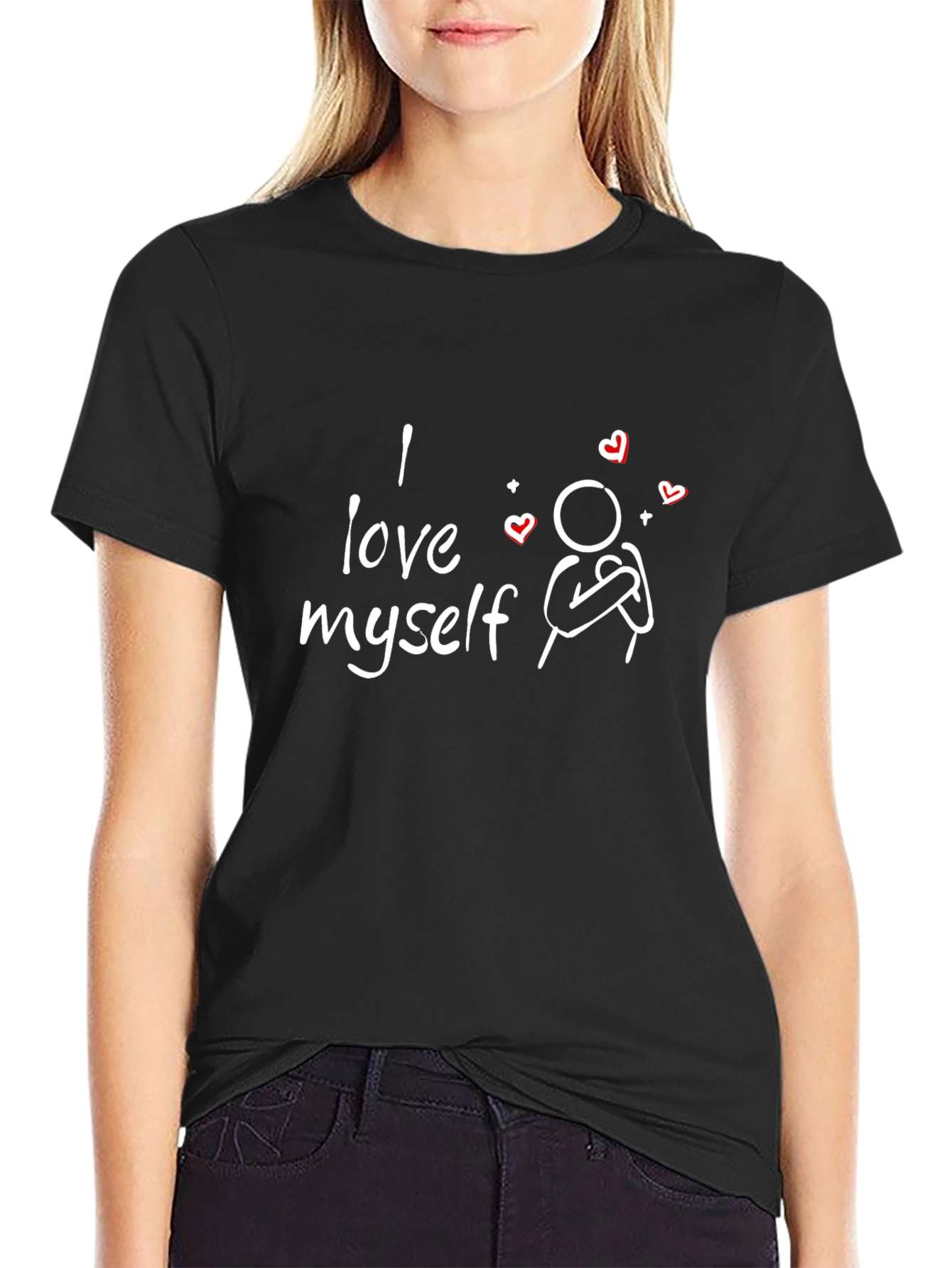 I Love Myself Graphic Tee - Black Casual T-Shirt