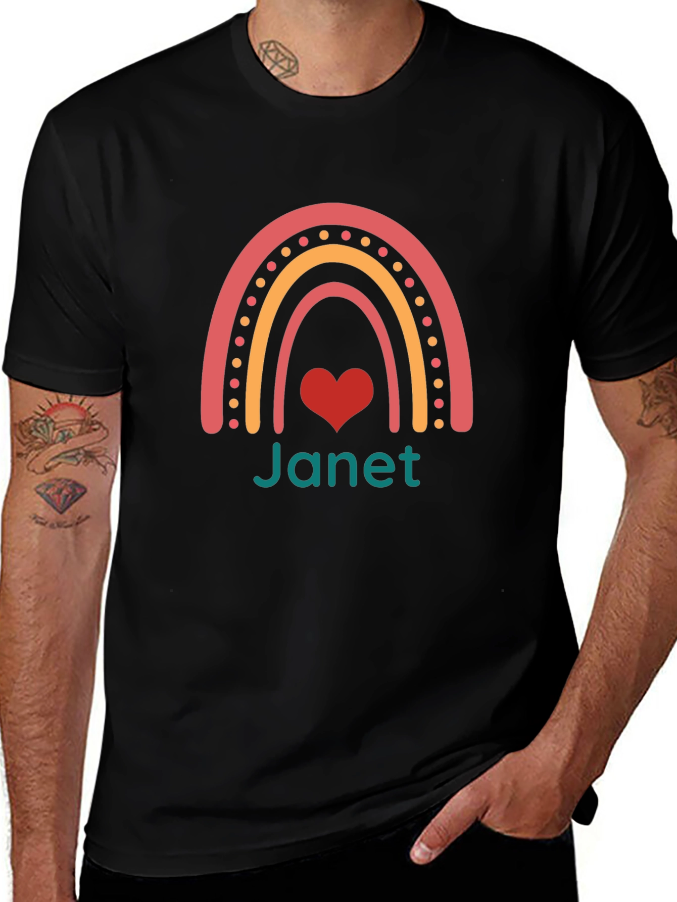 Janet Rainbow Heart Graphic Tee