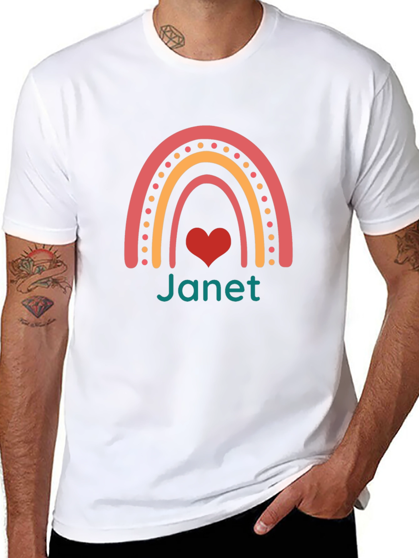 Janet Rainbow Heart Graphic Tee