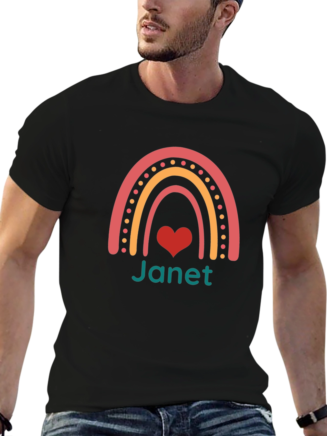 Janet Rainbow Heart Graphic Tee