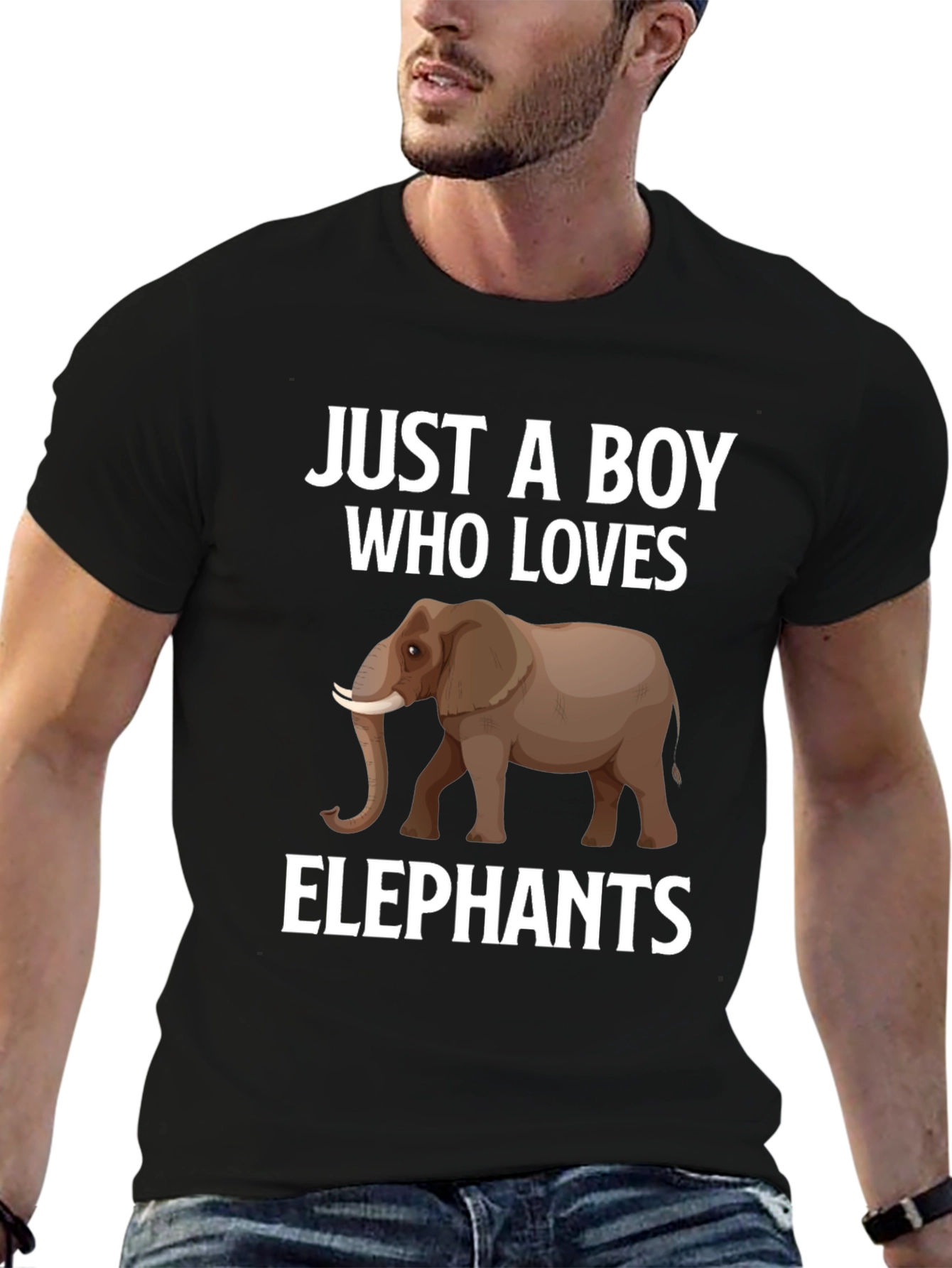 Boy Who Loves Elephants Black Graphic Tee