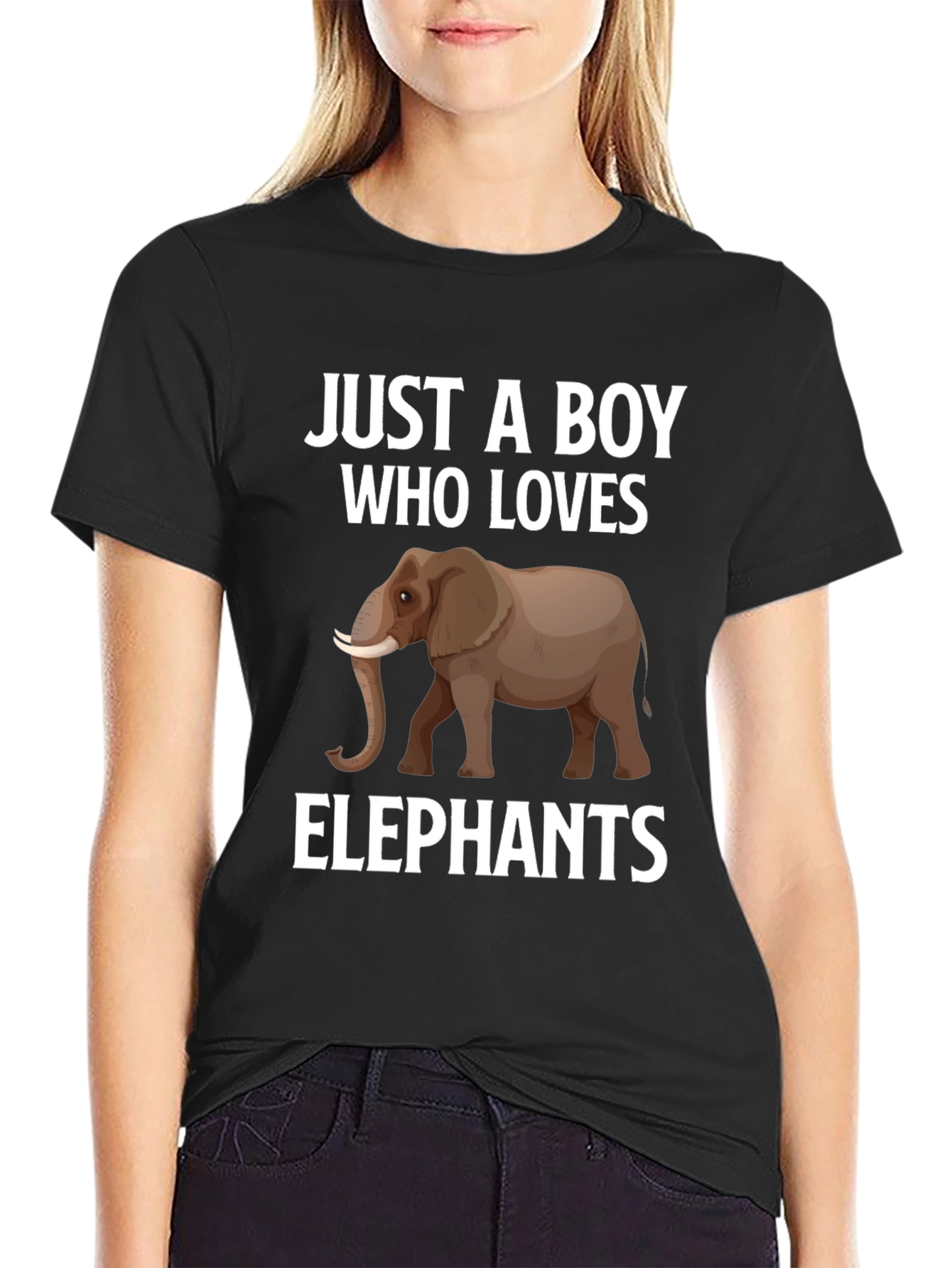 Boy Who Loves Elephants Black Graphic Tee