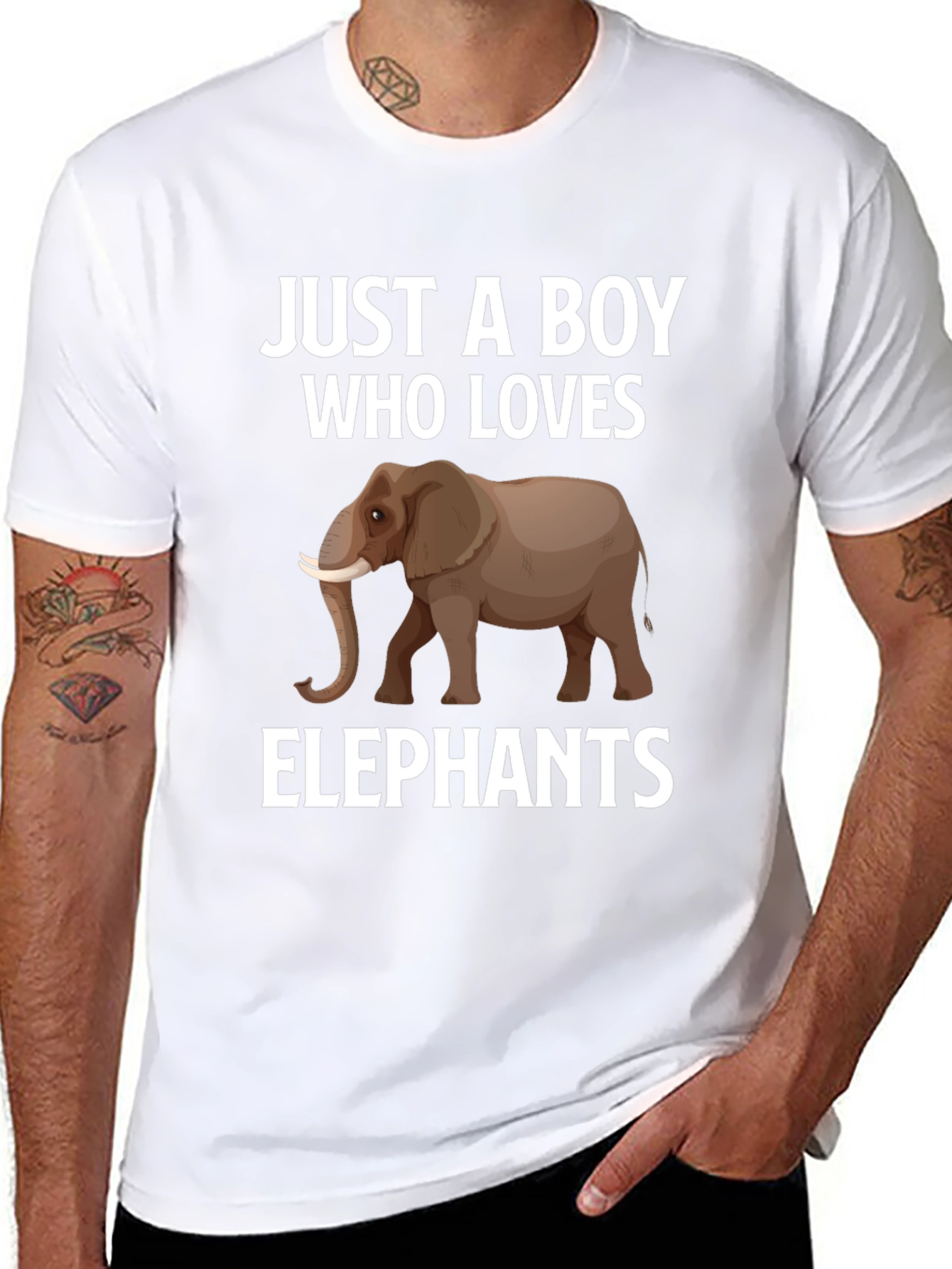Boy Who Loves Elephants Black Graphic Tee