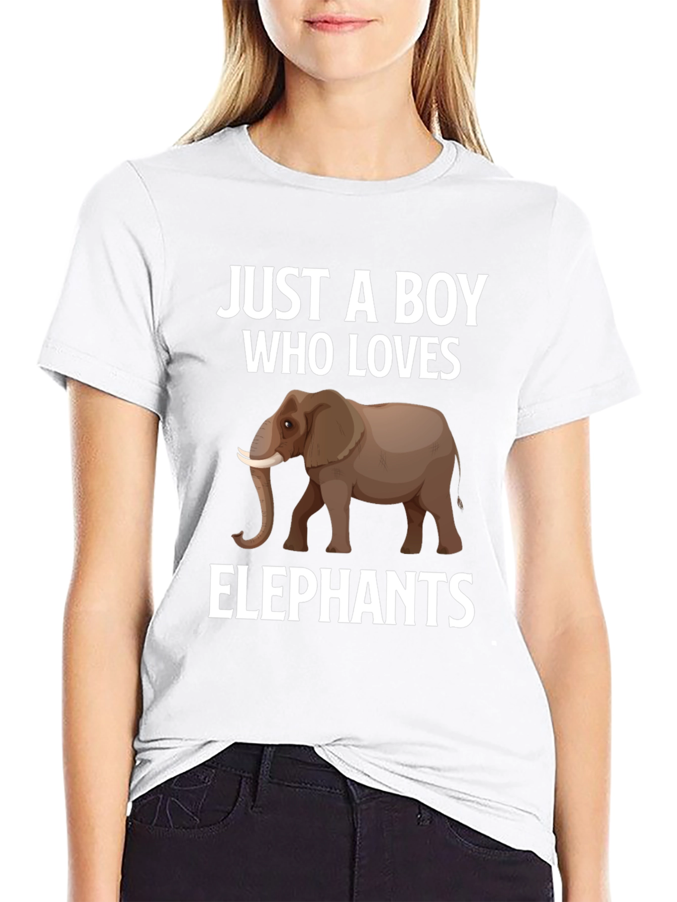 Boy Who Loves Elephants Black Graphic Tee