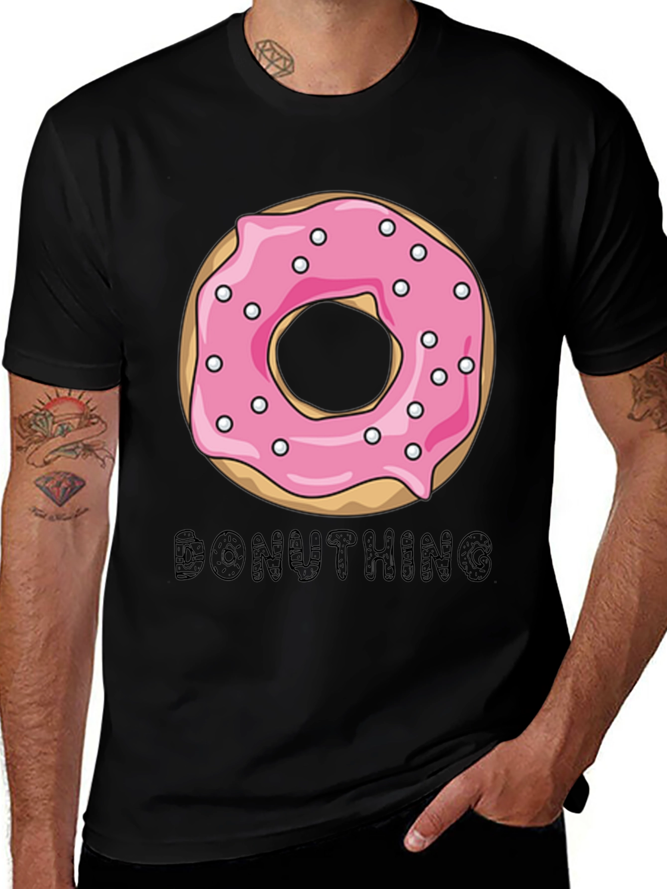 Donuthing Black Graphic T-Shirt - Novelty Design