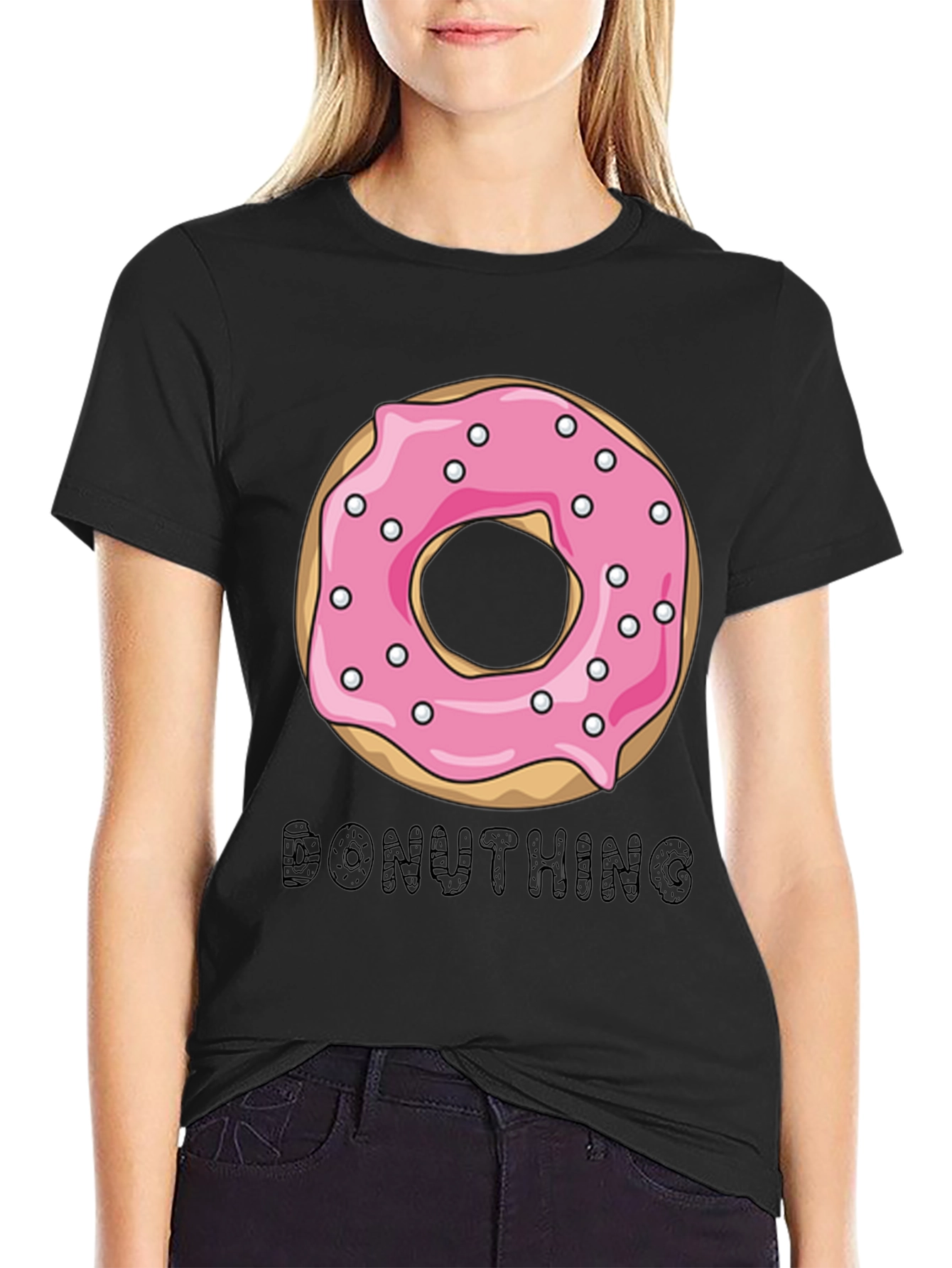 Donuthing Black Graphic T-Shirt - Novelty Design