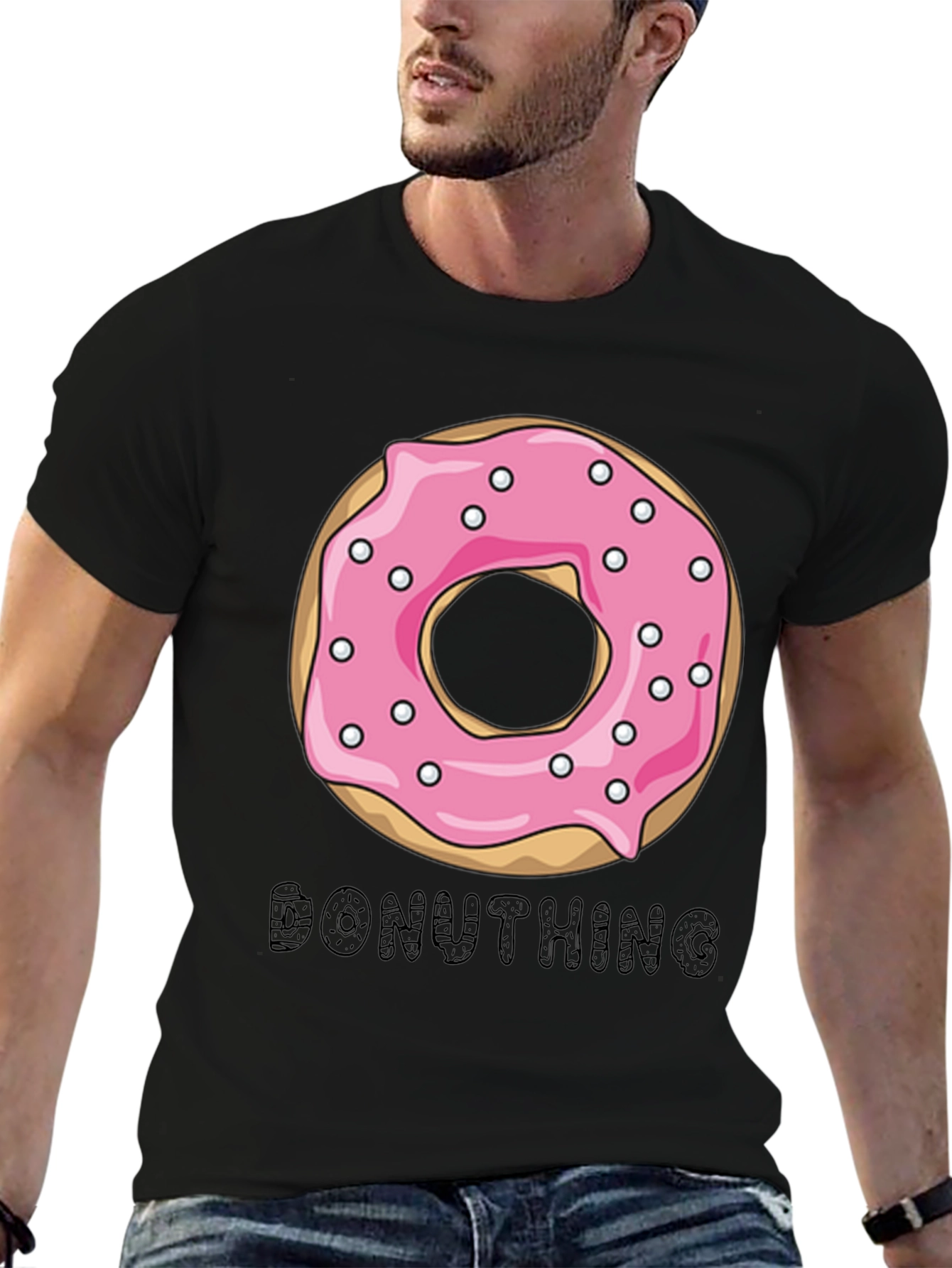 Donuthing Black Graphic T-Shirt - Novelty Design