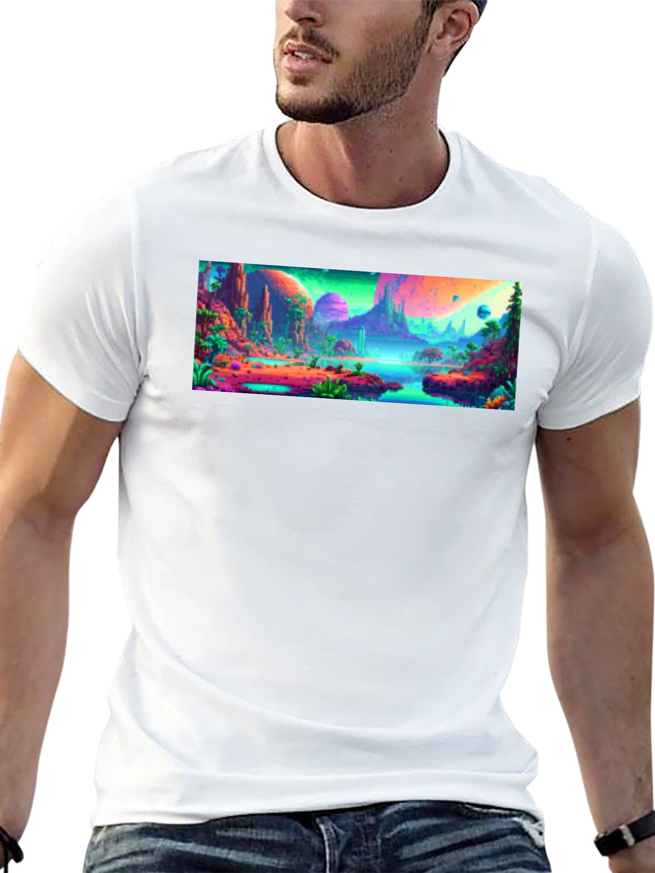 Vibrant Alien Landscape Graphic Tee