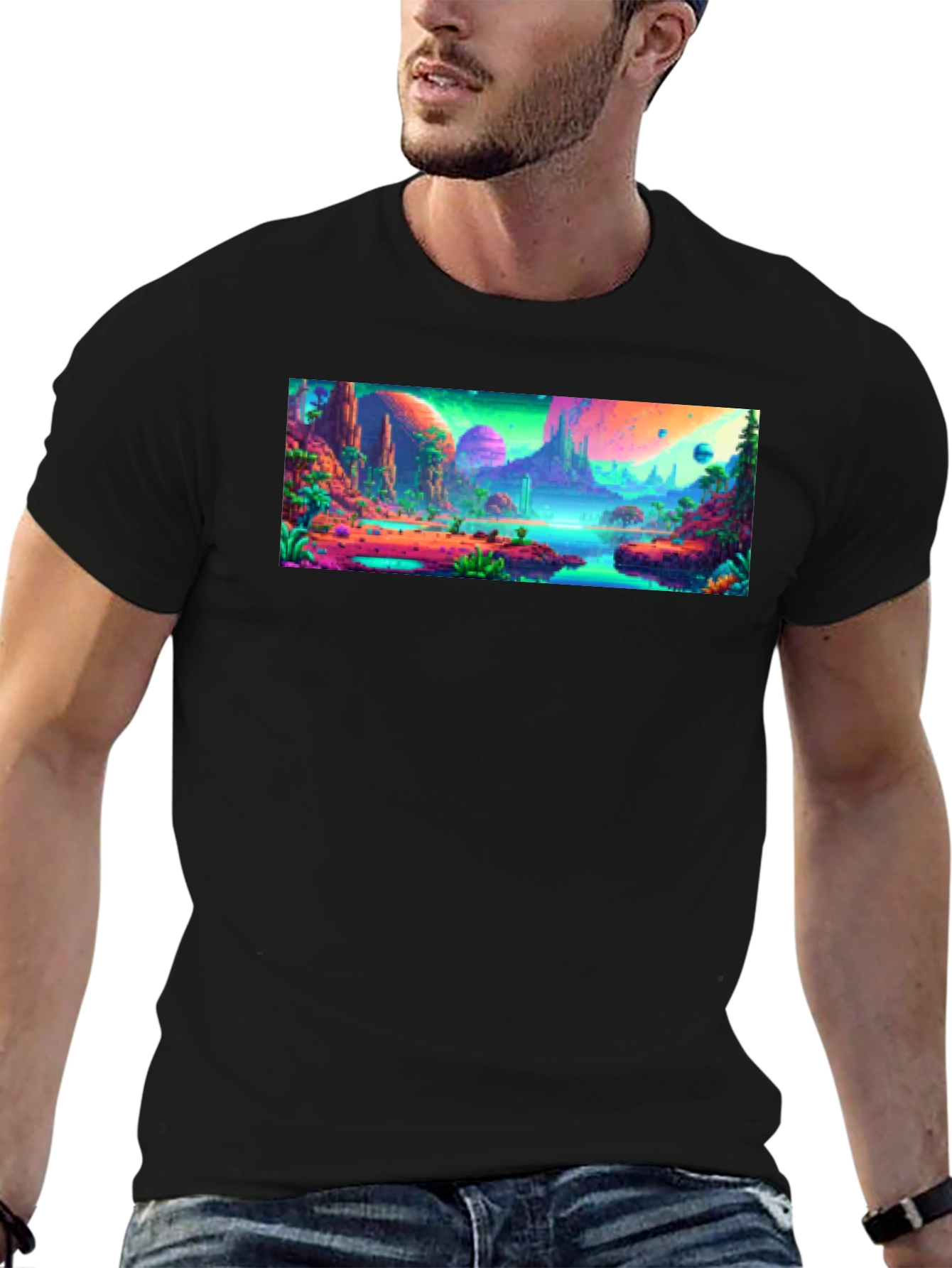 Vibrant Alien Landscape Graphic Tee