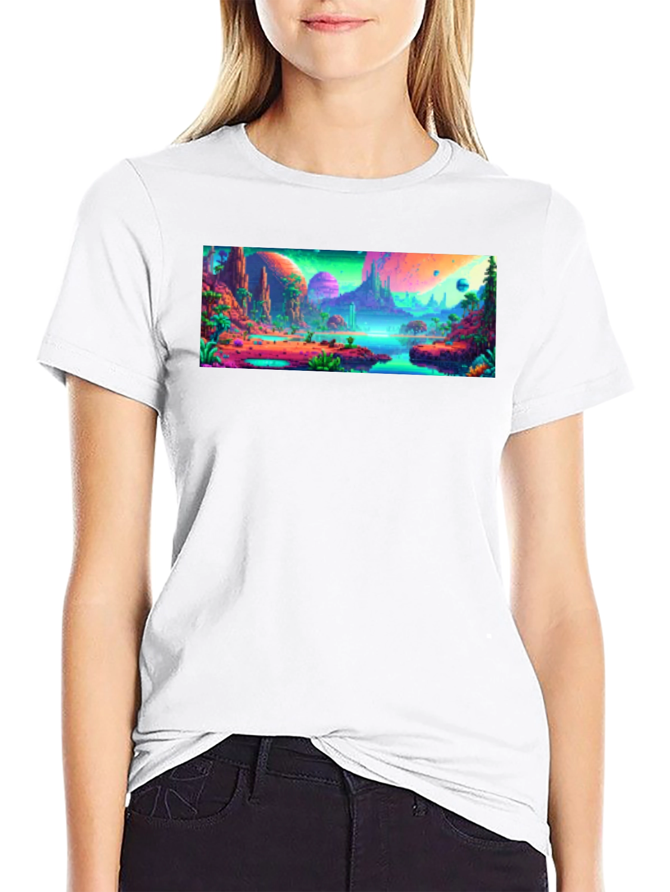 Vibrant Alien Landscape Graphic Tee