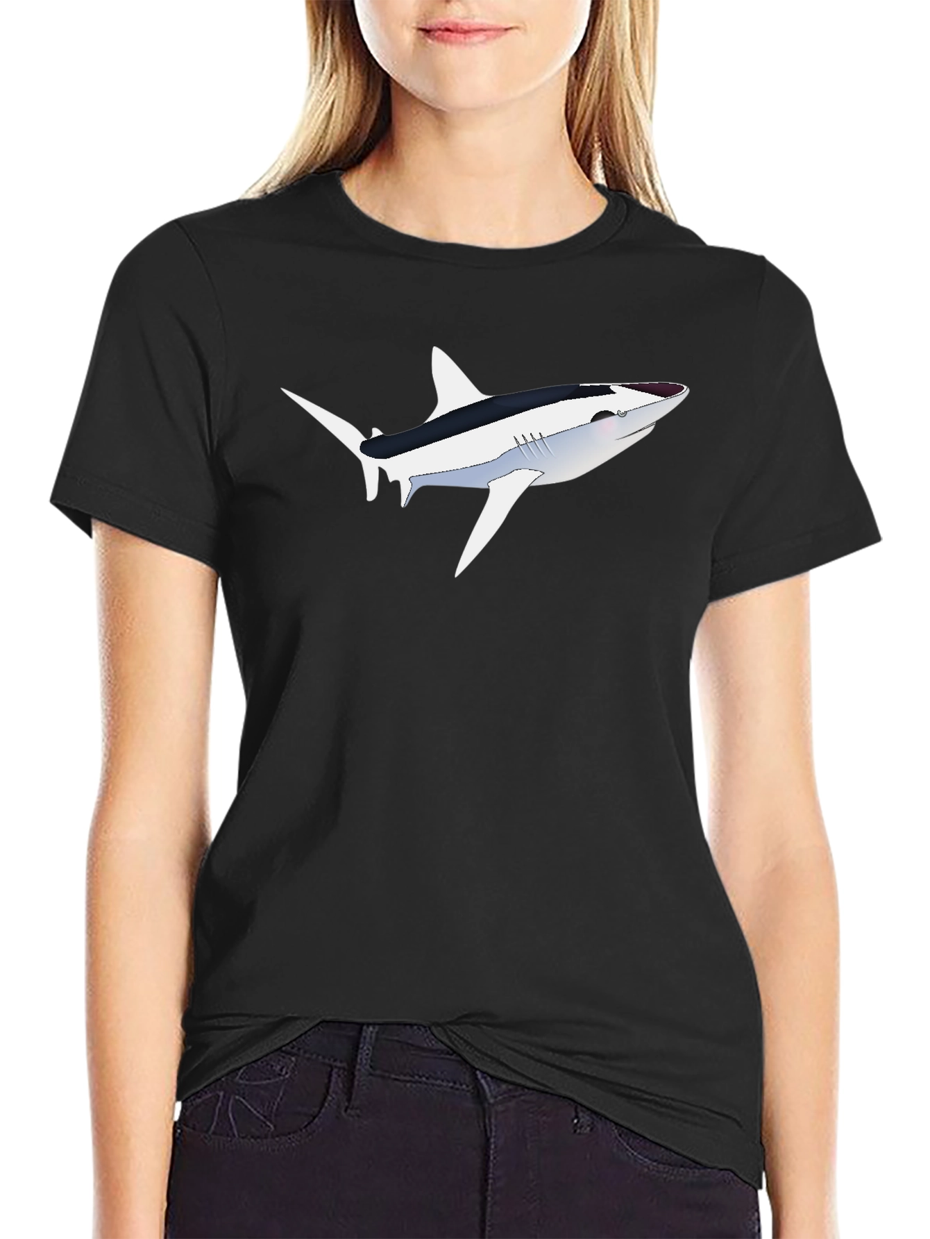 Mens Black Shark Graphic Tee - Unique Design