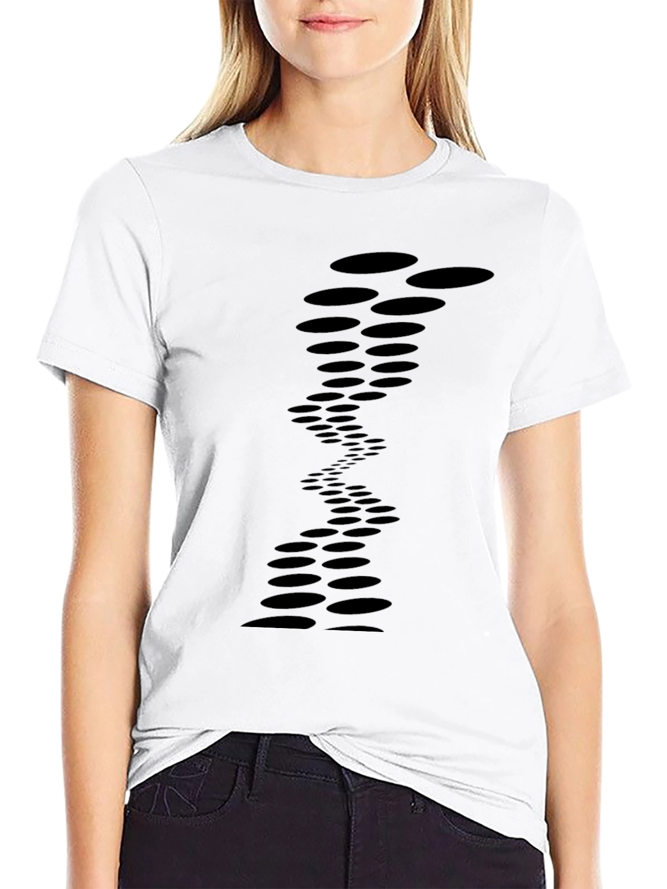 Mens Black Tee with Abstract Circle Design