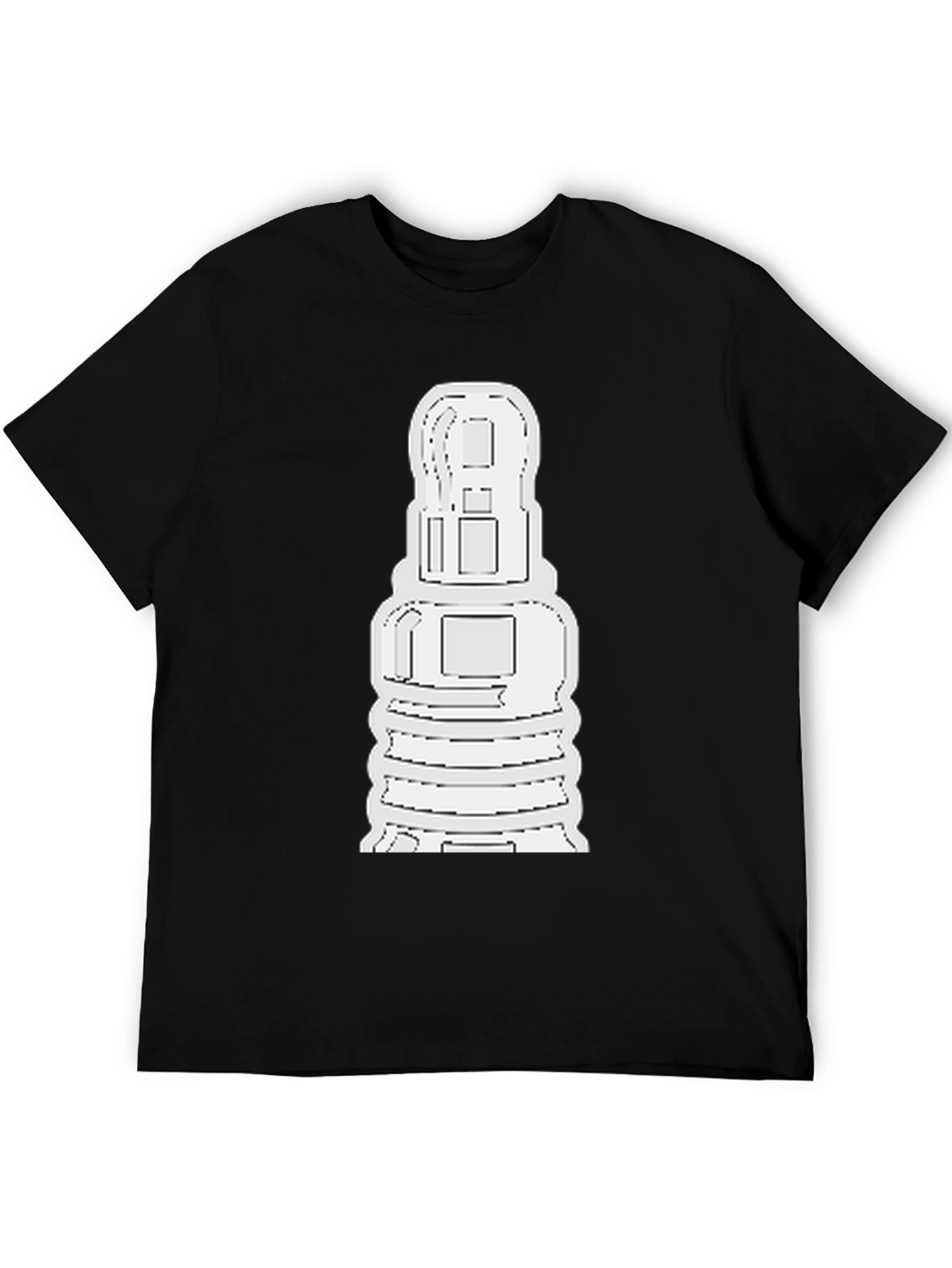 Abstract White Graphic Print Black Tee