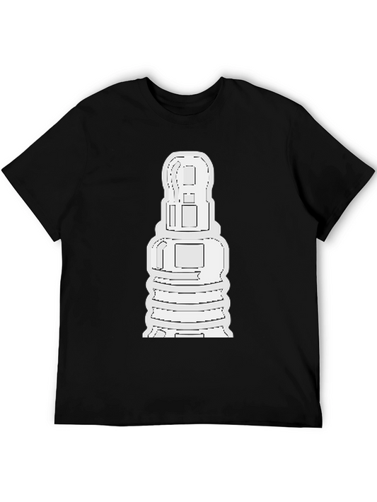 Abstract White Graphic Print Black Tee