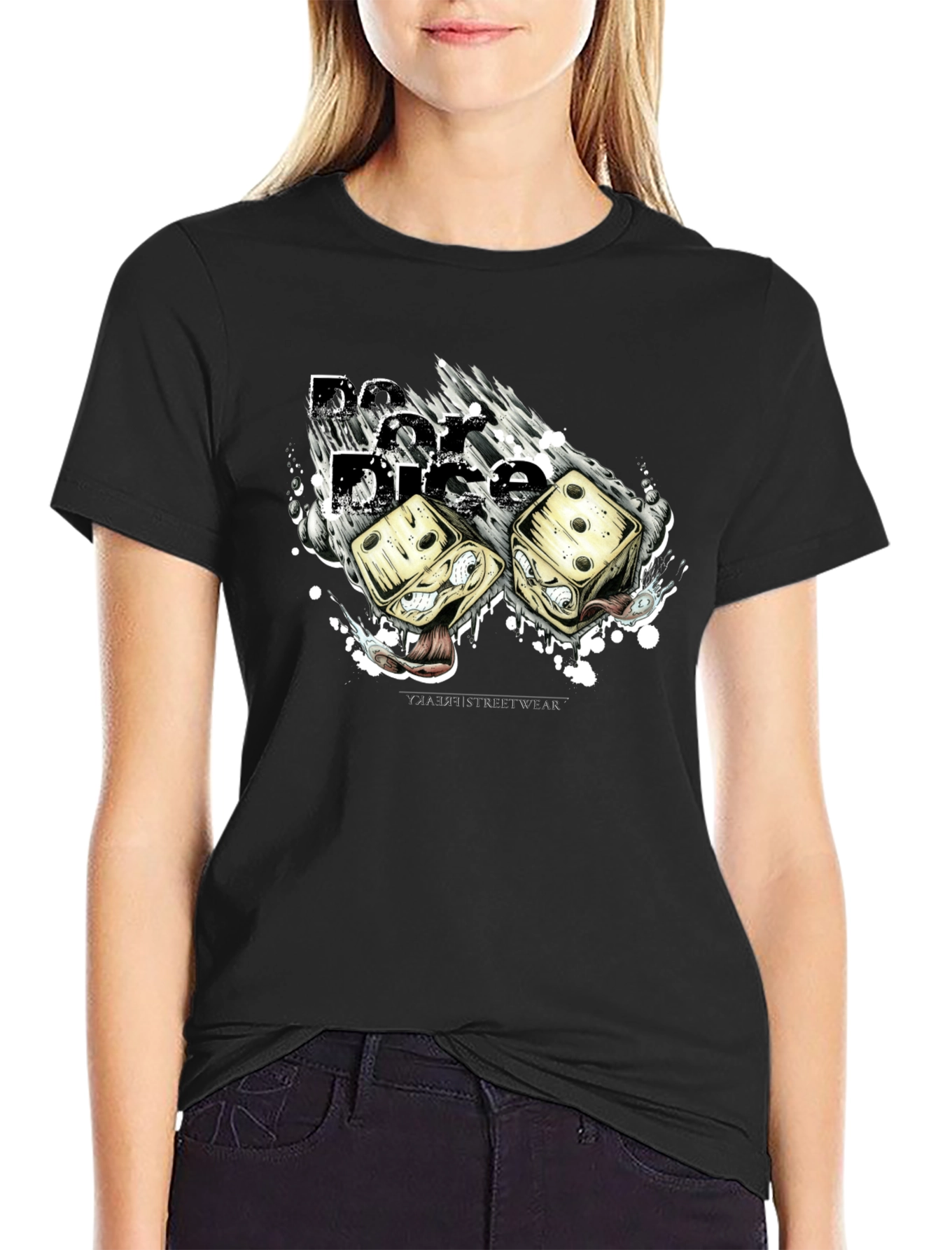 Dice Graphic T-Shirt - Black Crew Neck Tee