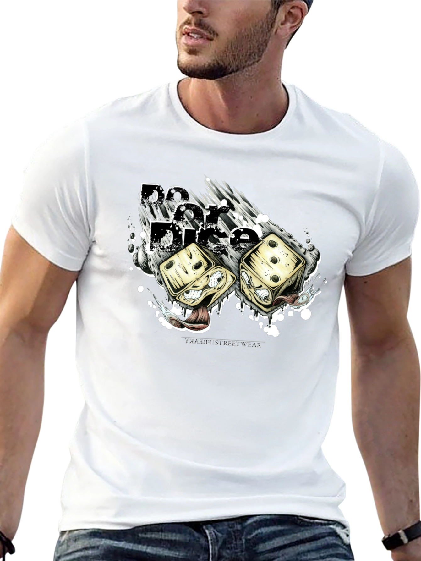 Dice Graphic T-Shirt - Black Crew Neck Tee