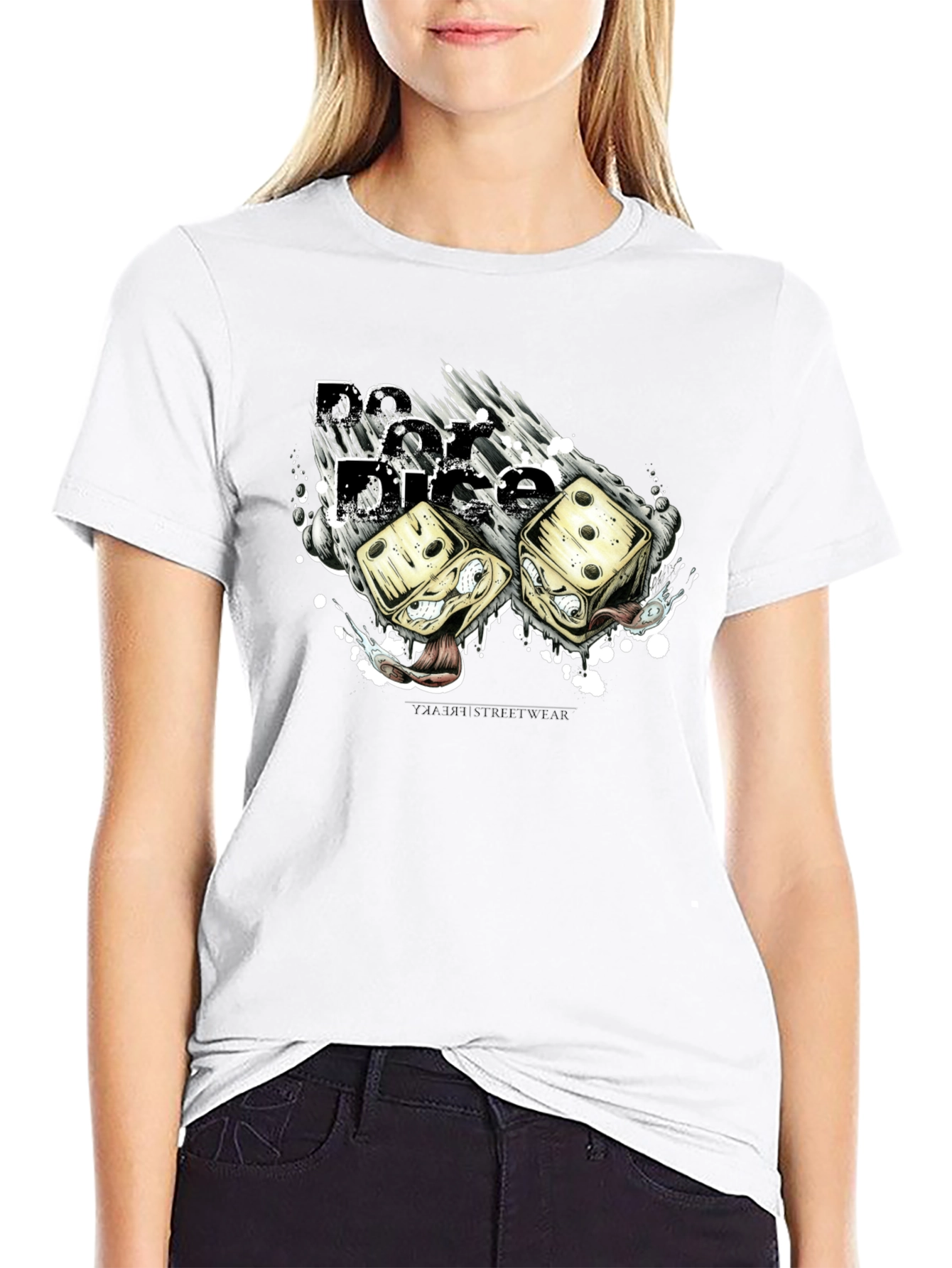 Dice Graphic T-Shirt - Black Crew Neck Tee