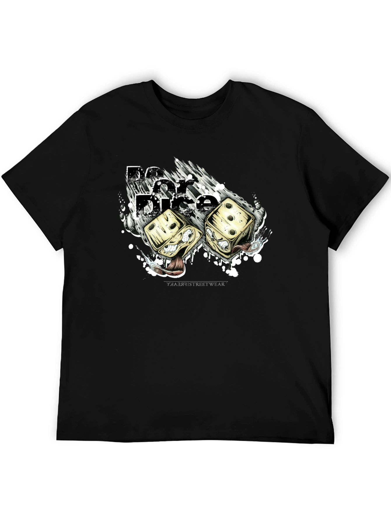 Dice Graphic T-Shirt - Black Crew Neck Tee