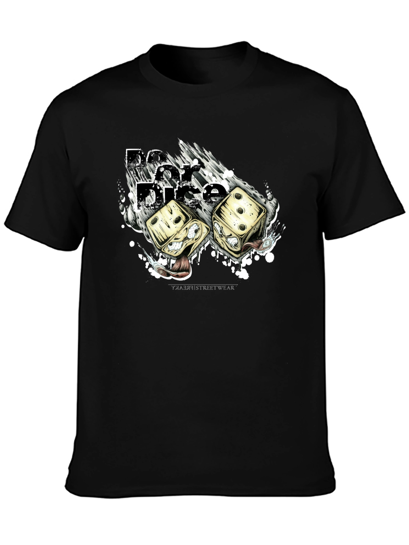 Dice Graphic T-Shirt - Black Crew Neck Tee