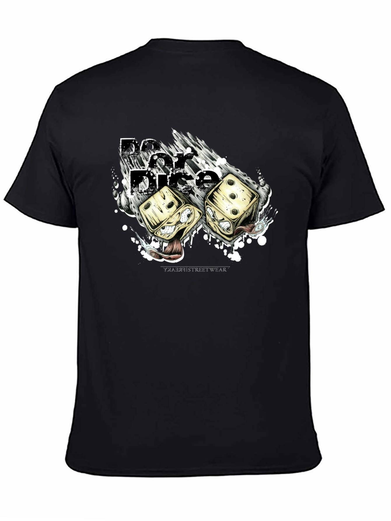 Dice Graphic T-Shirt - Black Crew Neck Tee