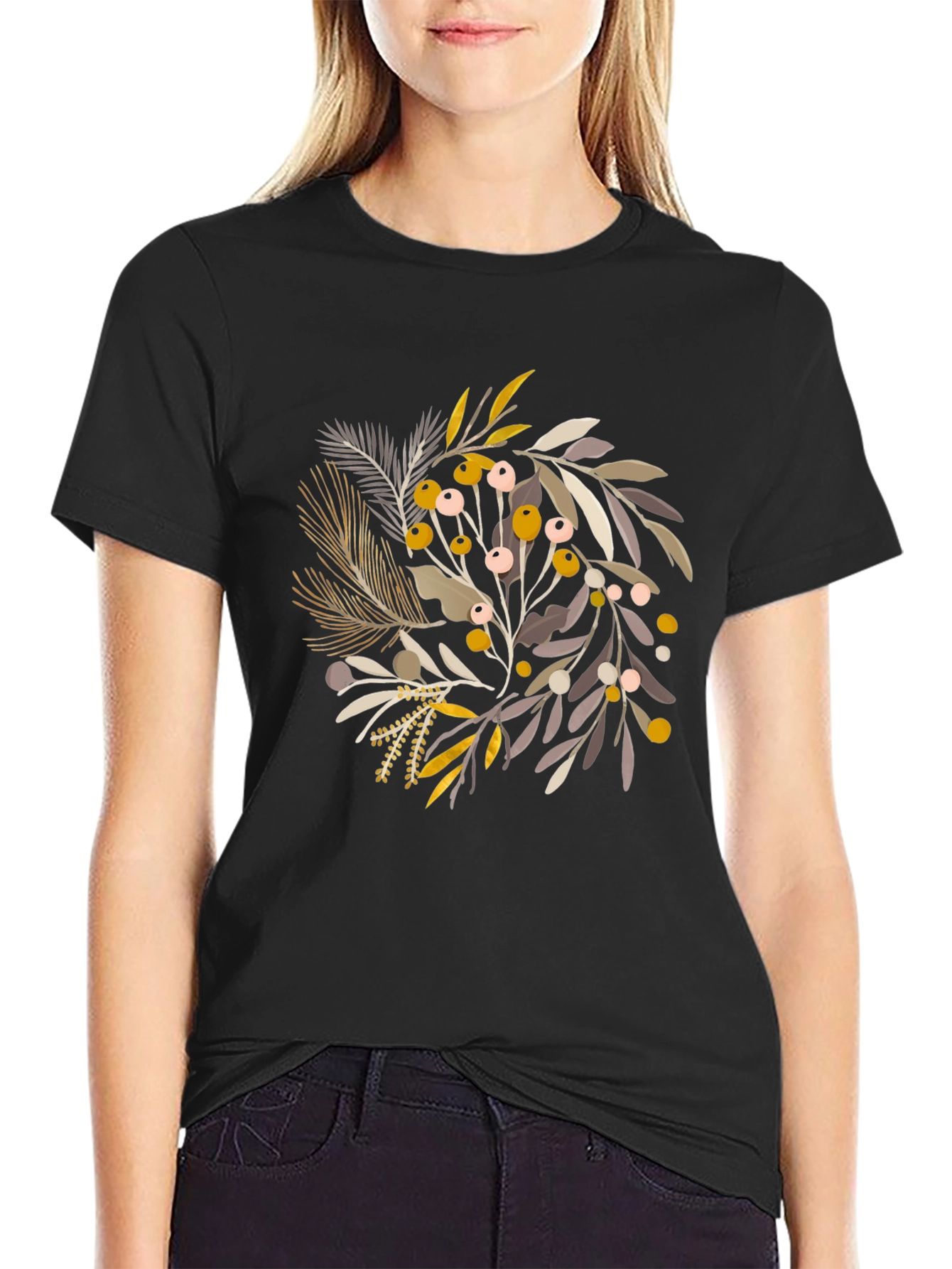 Botanical Graphic Black T-Shirt