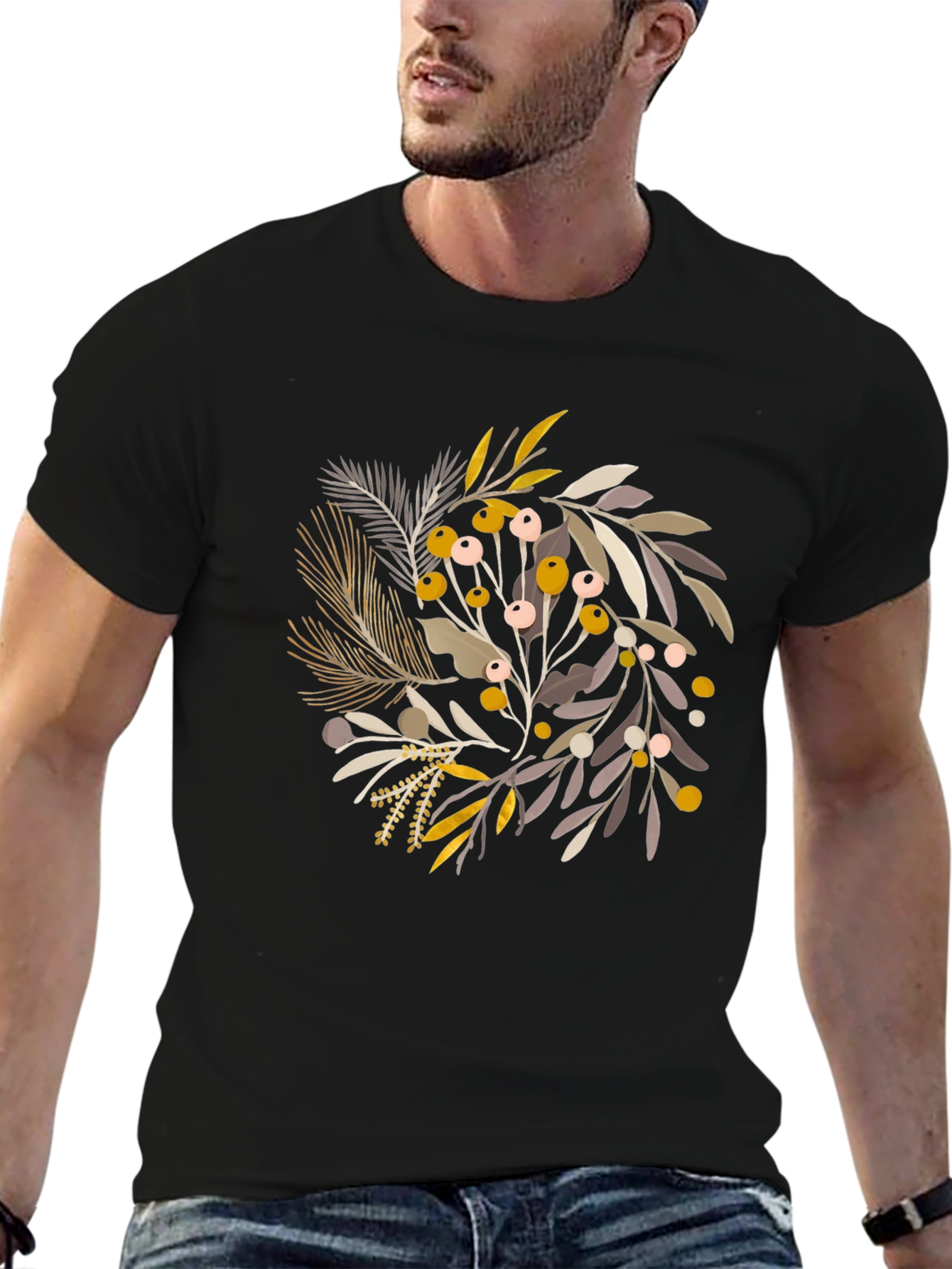 Botanical Graphic Black T-Shirt