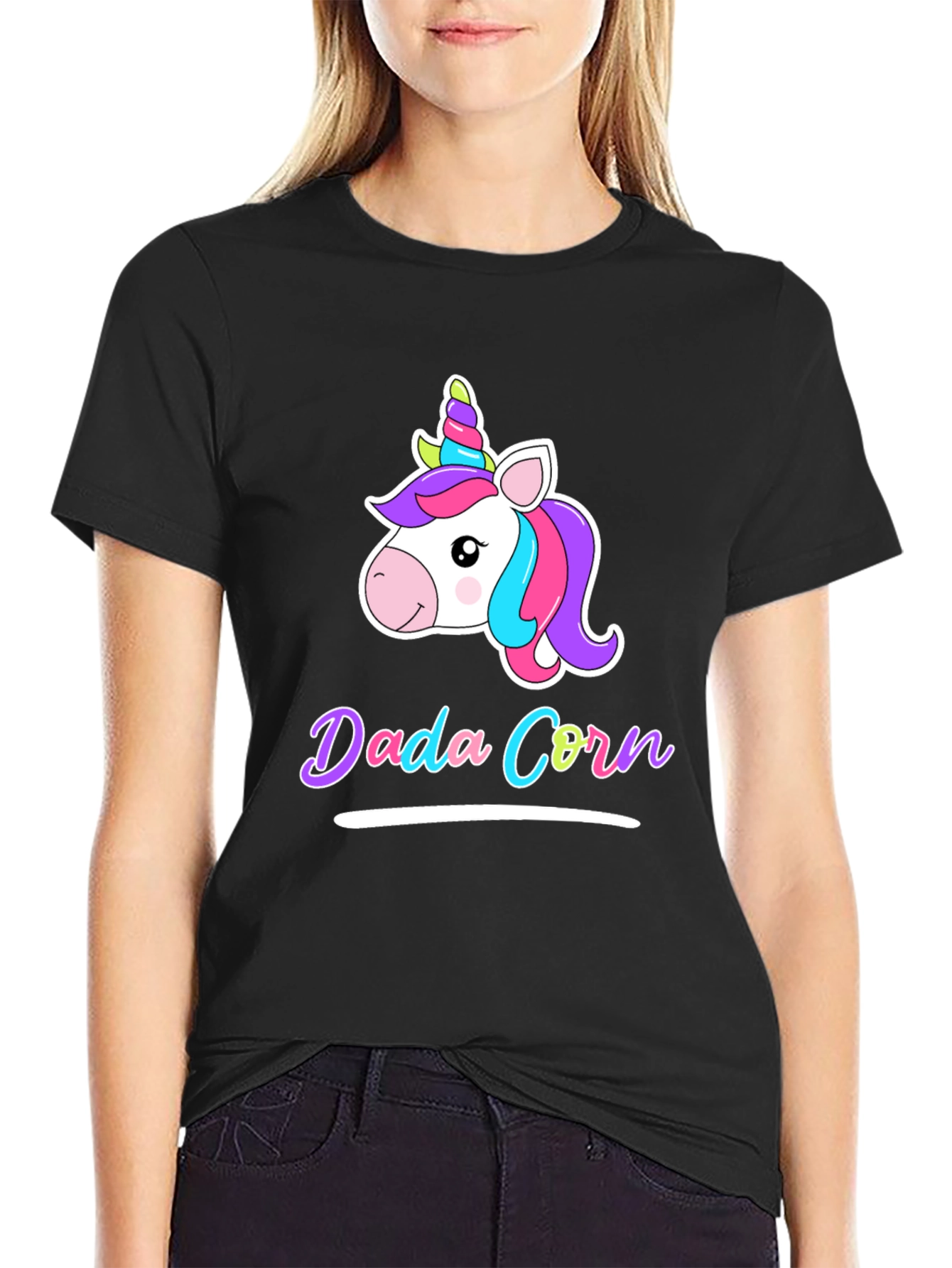 Dada Corn Unicorn Black T-Shirt
