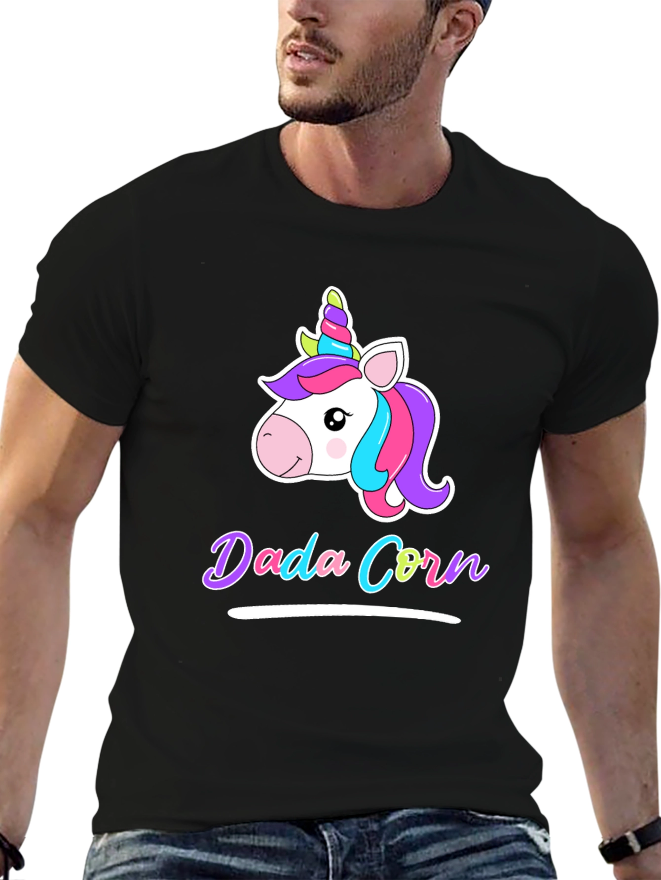 Dada Corn Unicorn Black T-Shirt