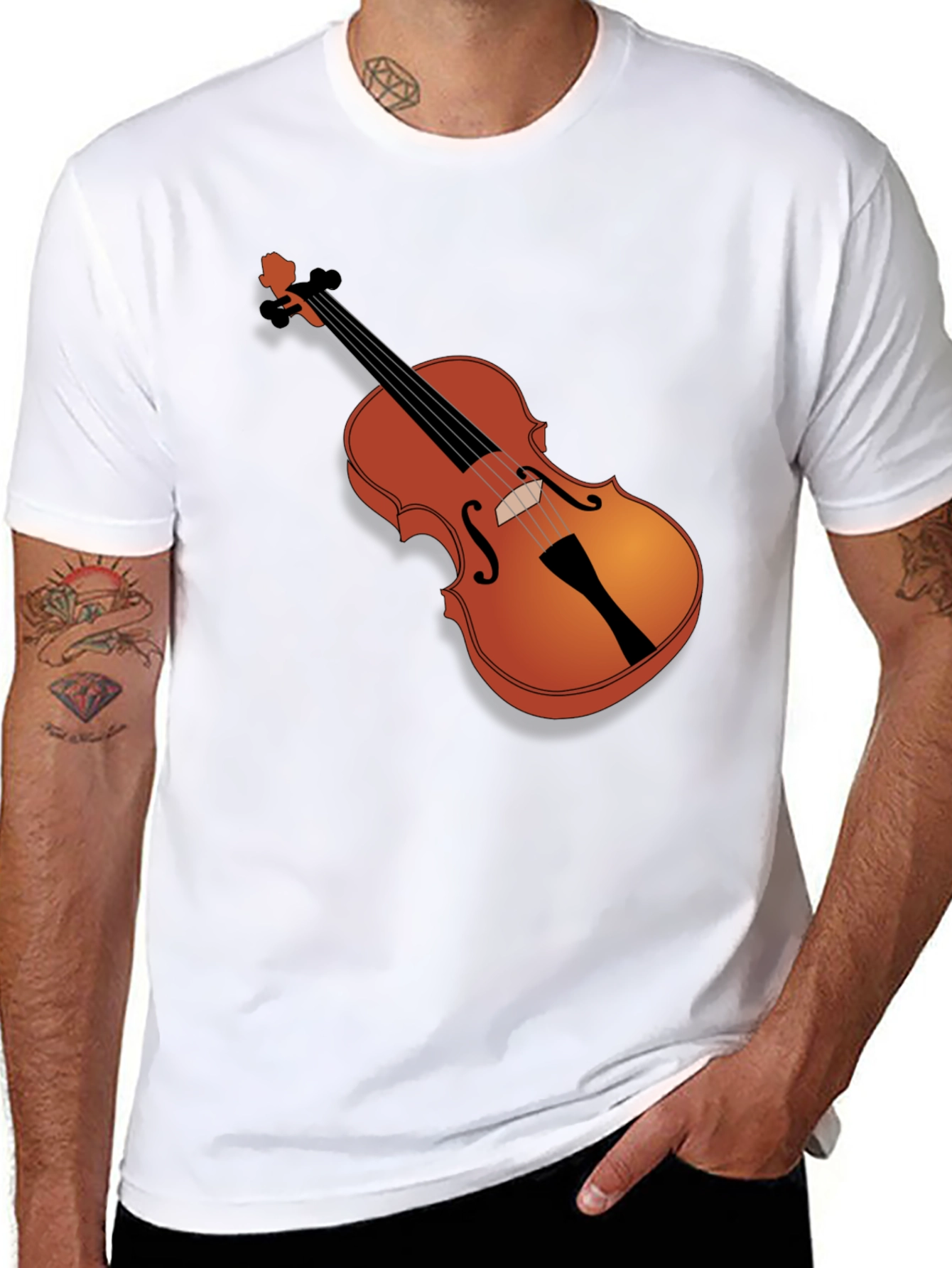 Violin Graphic Black T-Shirt - Music Lover Tee