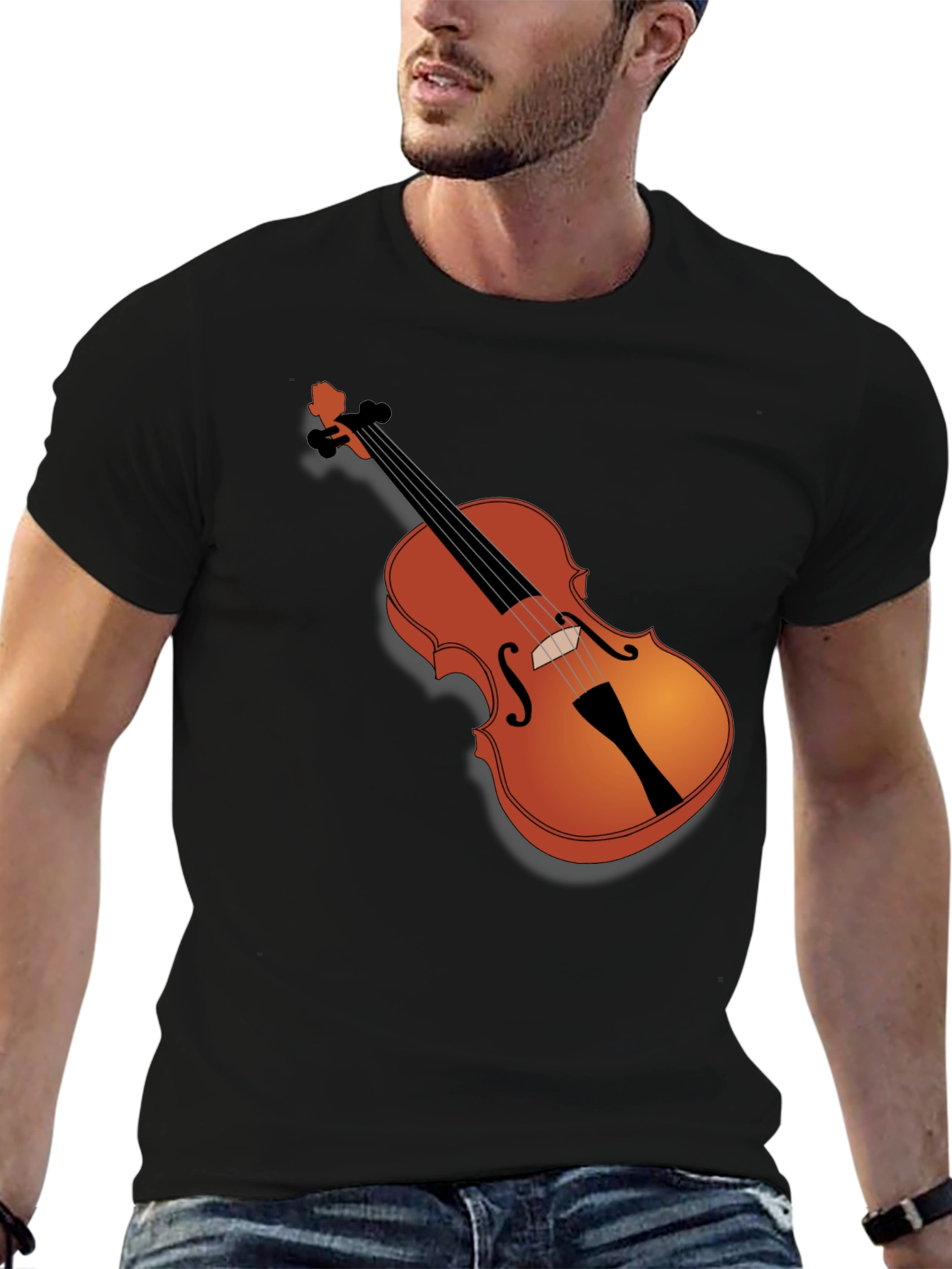 Violin Graphic Black T-Shirt - Music Lover Tee