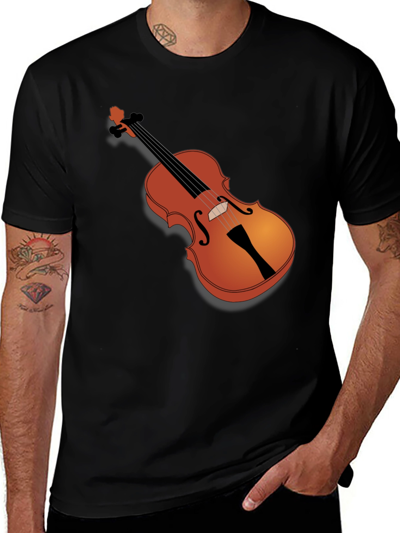Violin Graphic Black T-Shirt - Music Lover Tee