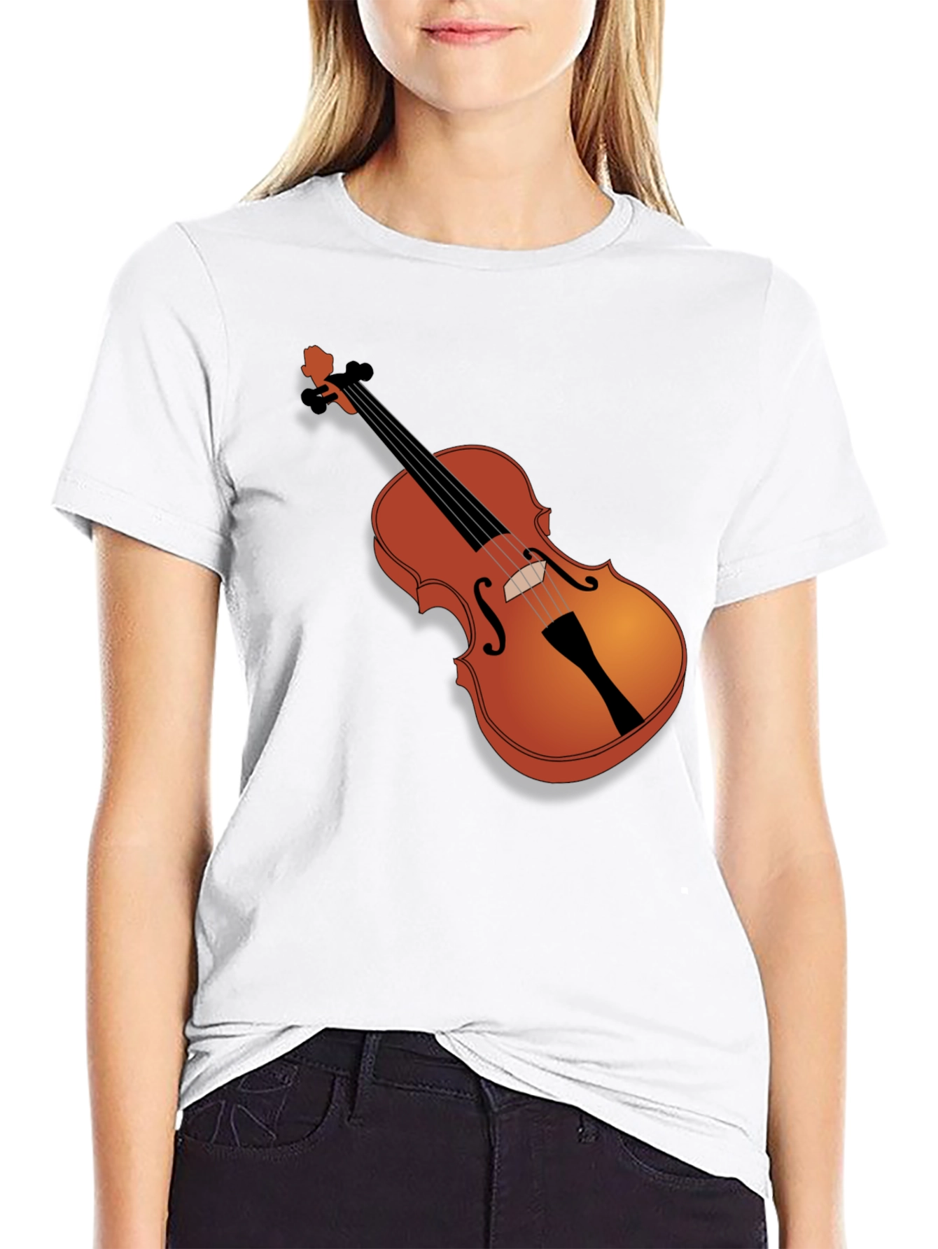 Violin Graphic Black T-Shirt - Music Lover Tee