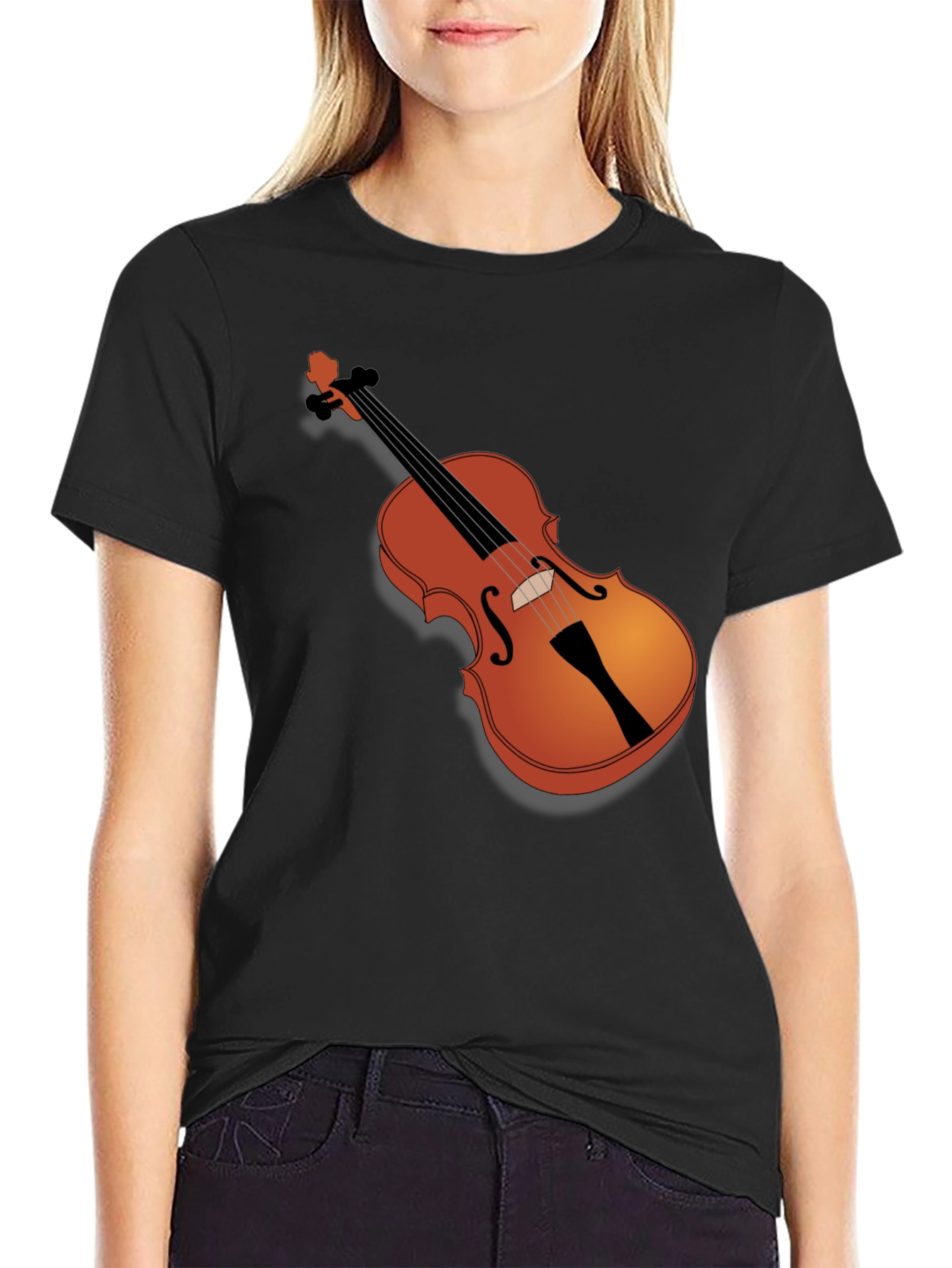Violin Graphic Black T-Shirt - Music Lover Tee