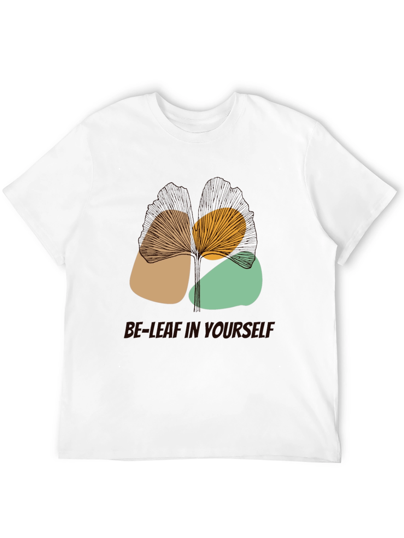 Abstract Leaf Design Black Graphic T-Shirt
