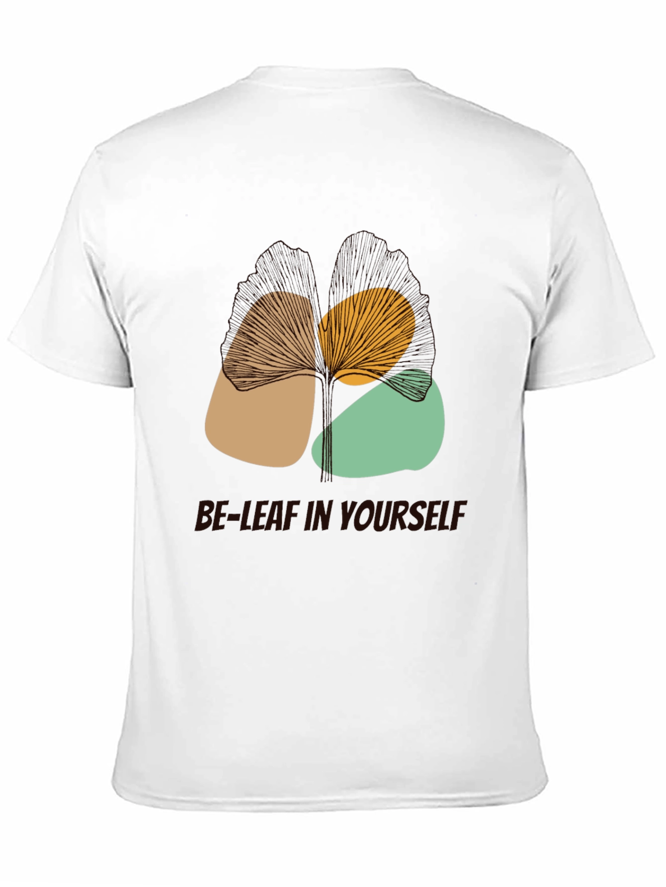 Abstract Leaf Design Black Graphic T-Shirt