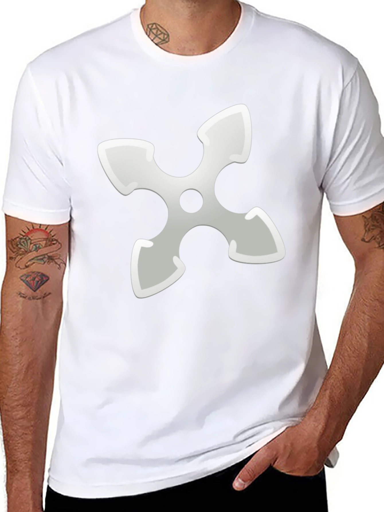 Ninja Star Graphic Tee - Black Cotton Blend T-Shirt