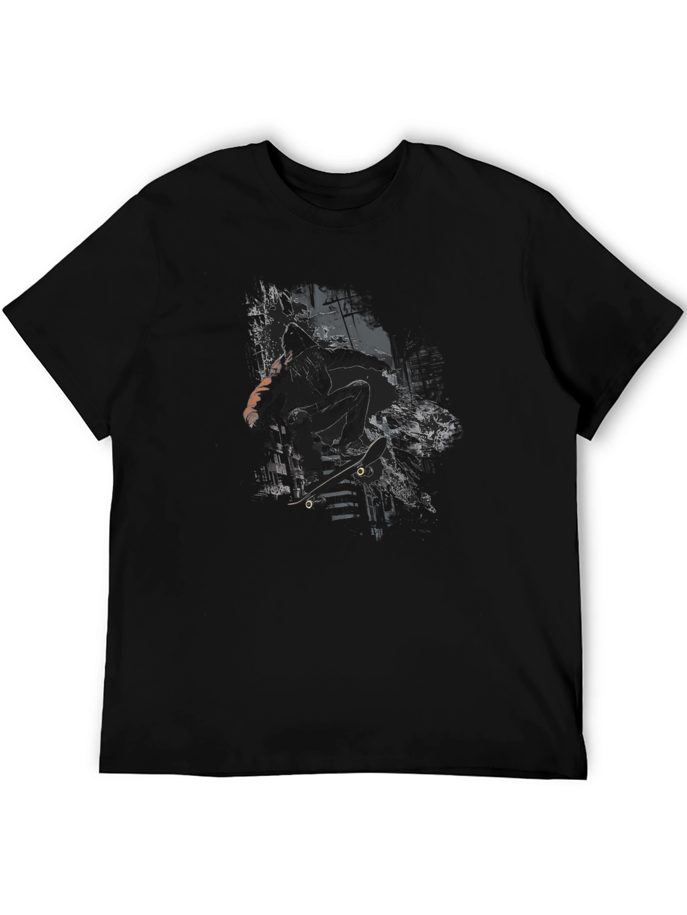 Skateboarding Graphic Tee - Black Urban Style