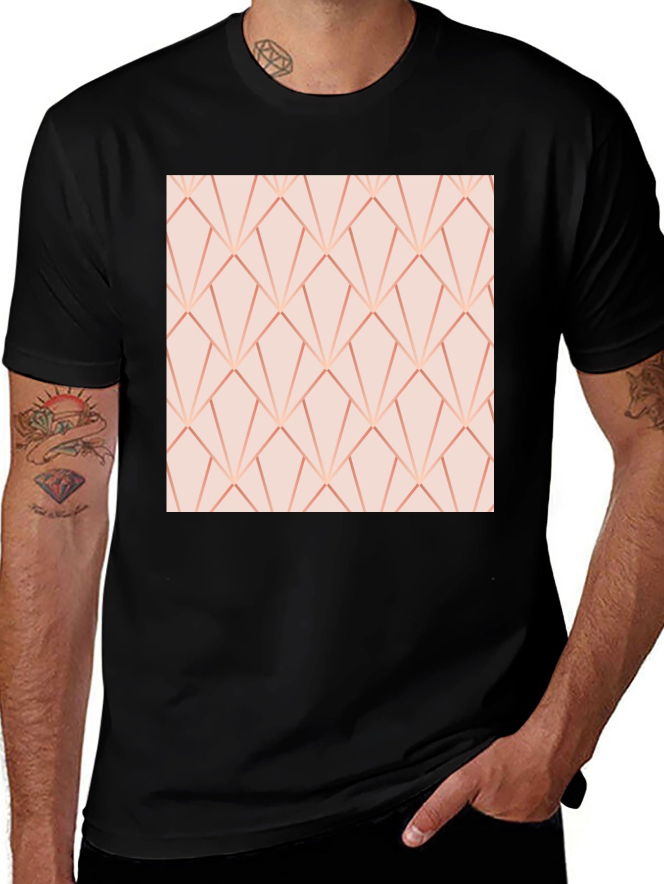 Geometric Rose Gold Patterned Tee - Modern Style