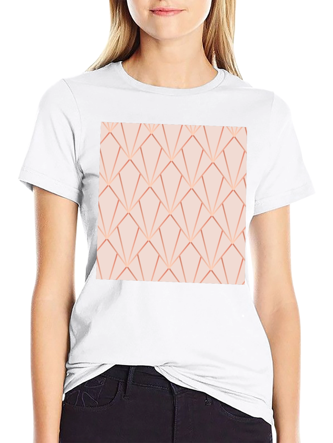 Geometric Rose Gold Patterned Tee - Modern Style