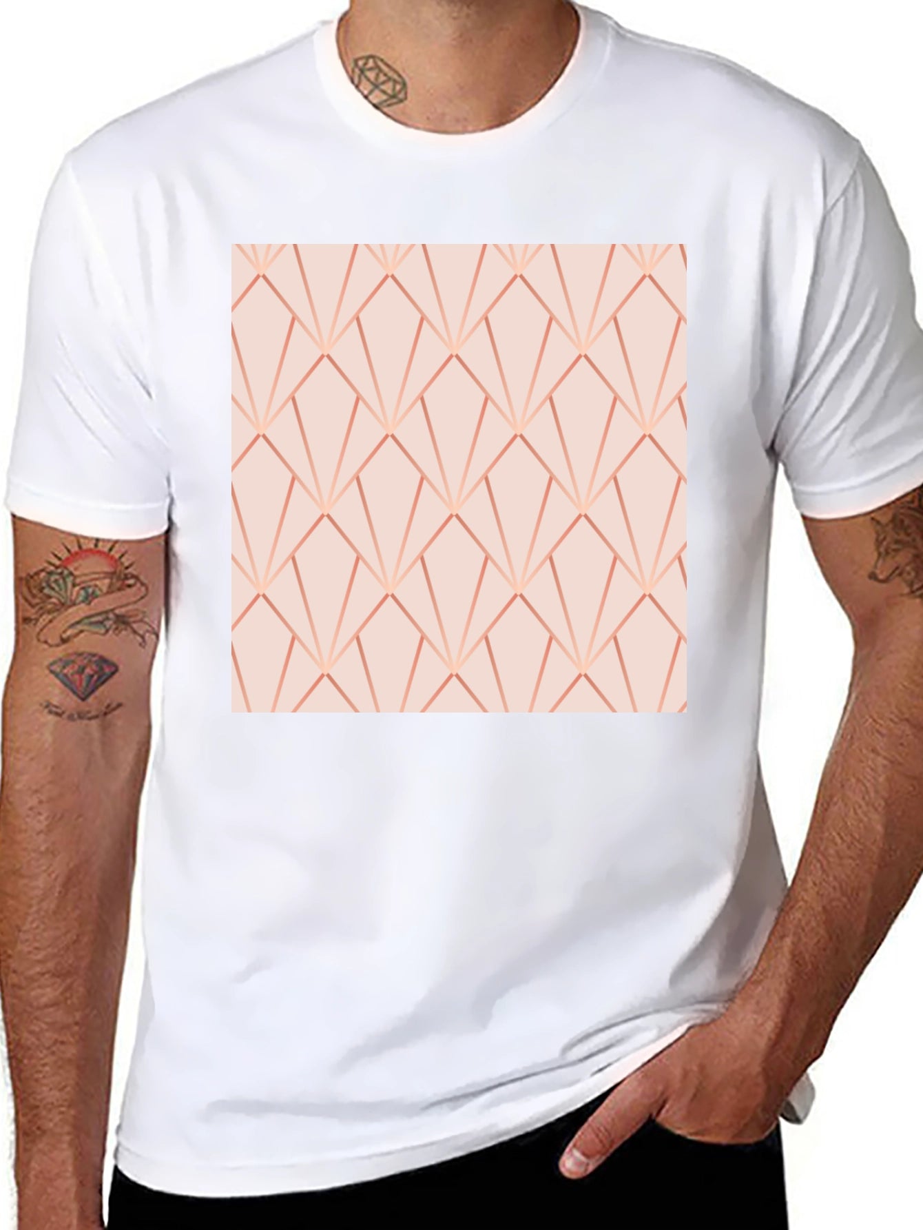 Geometric Rose Gold Patterned Tee - Modern Style