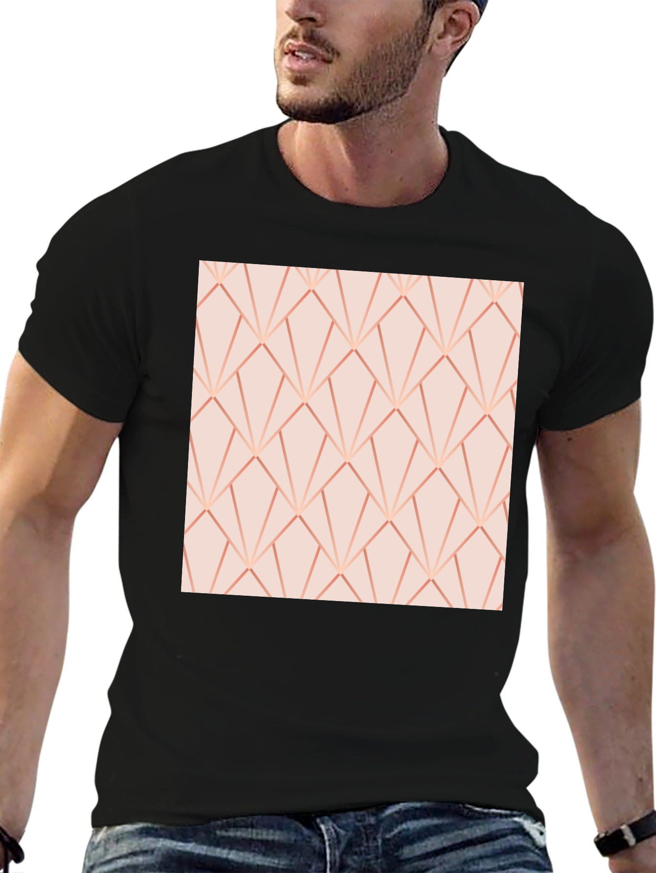 Geometric Rose Gold Patterned Tee - Modern Style