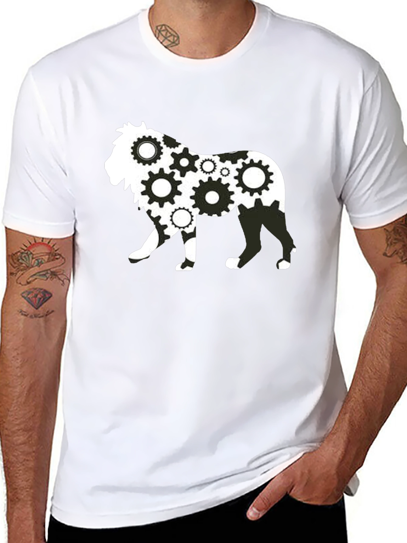 Gear Lion Graphic Print Black T-Shirt