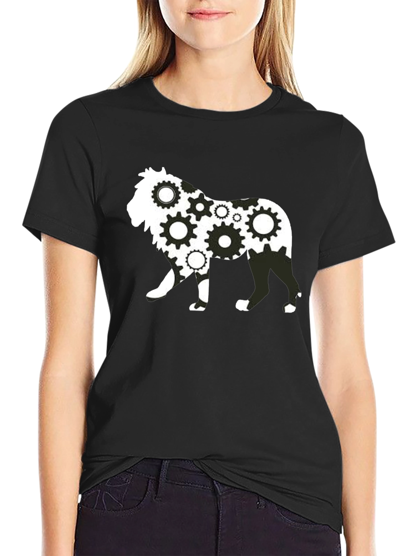 Gear Lion Graphic Print Black T-Shirt