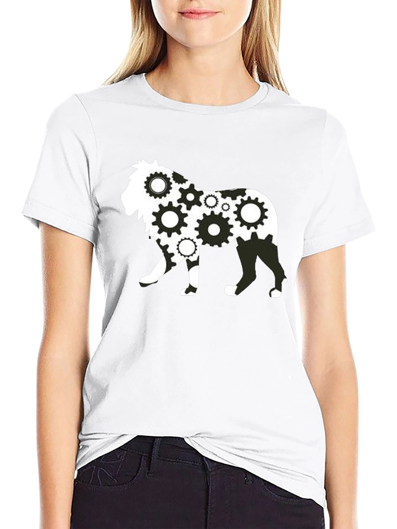 Gear Lion Graphic Print Black T-Shirt