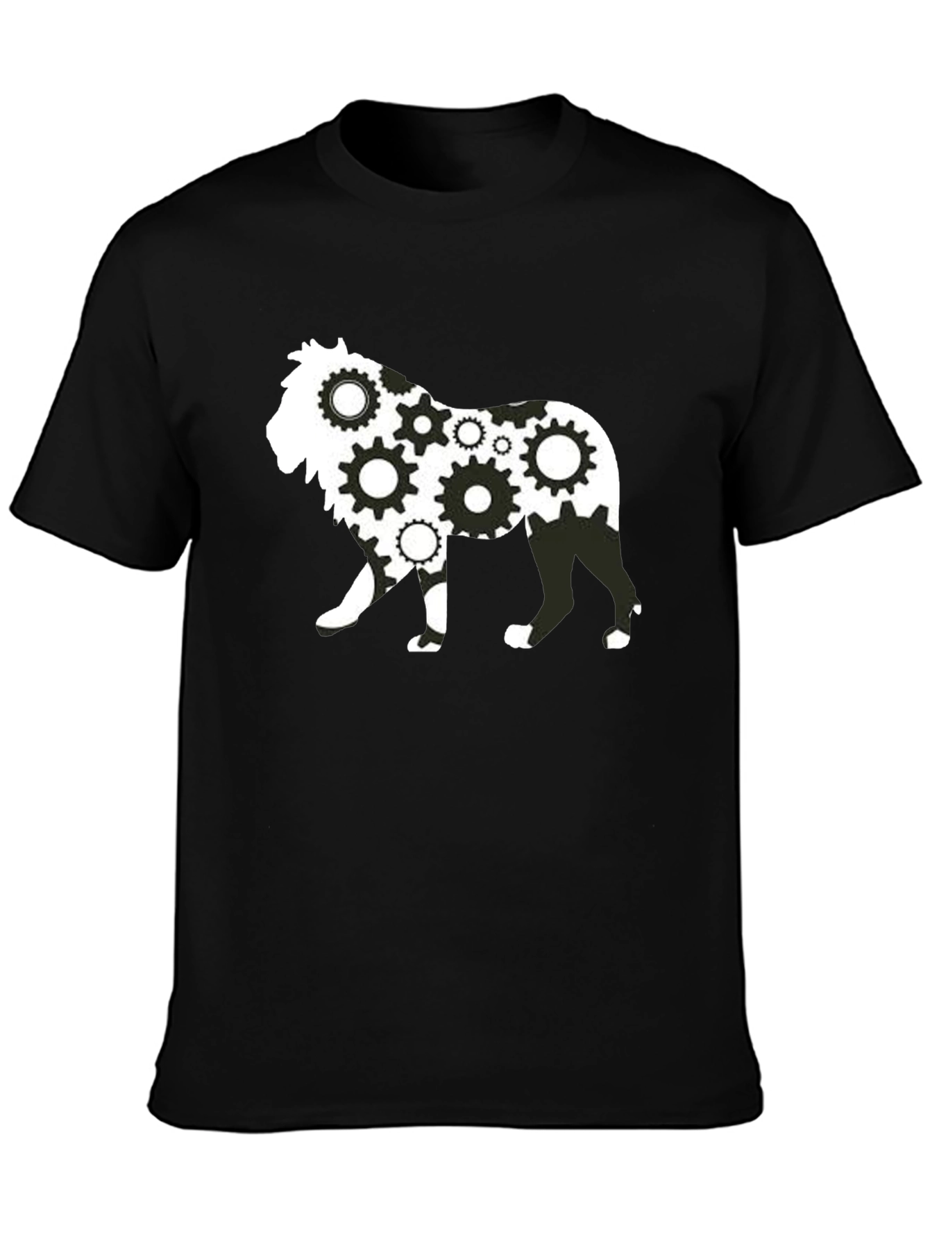 Gear Lion Graphic Print Black T-Shirt