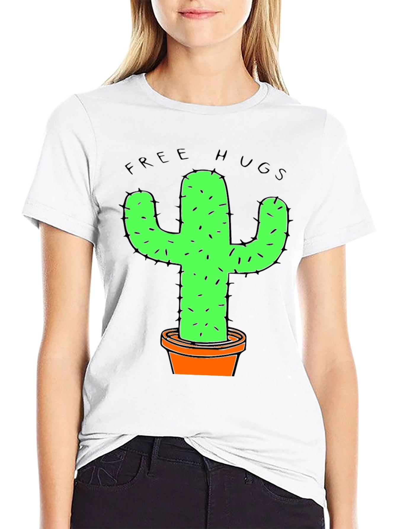 Funny Free Hugs Cactus Graphic T-Shirt