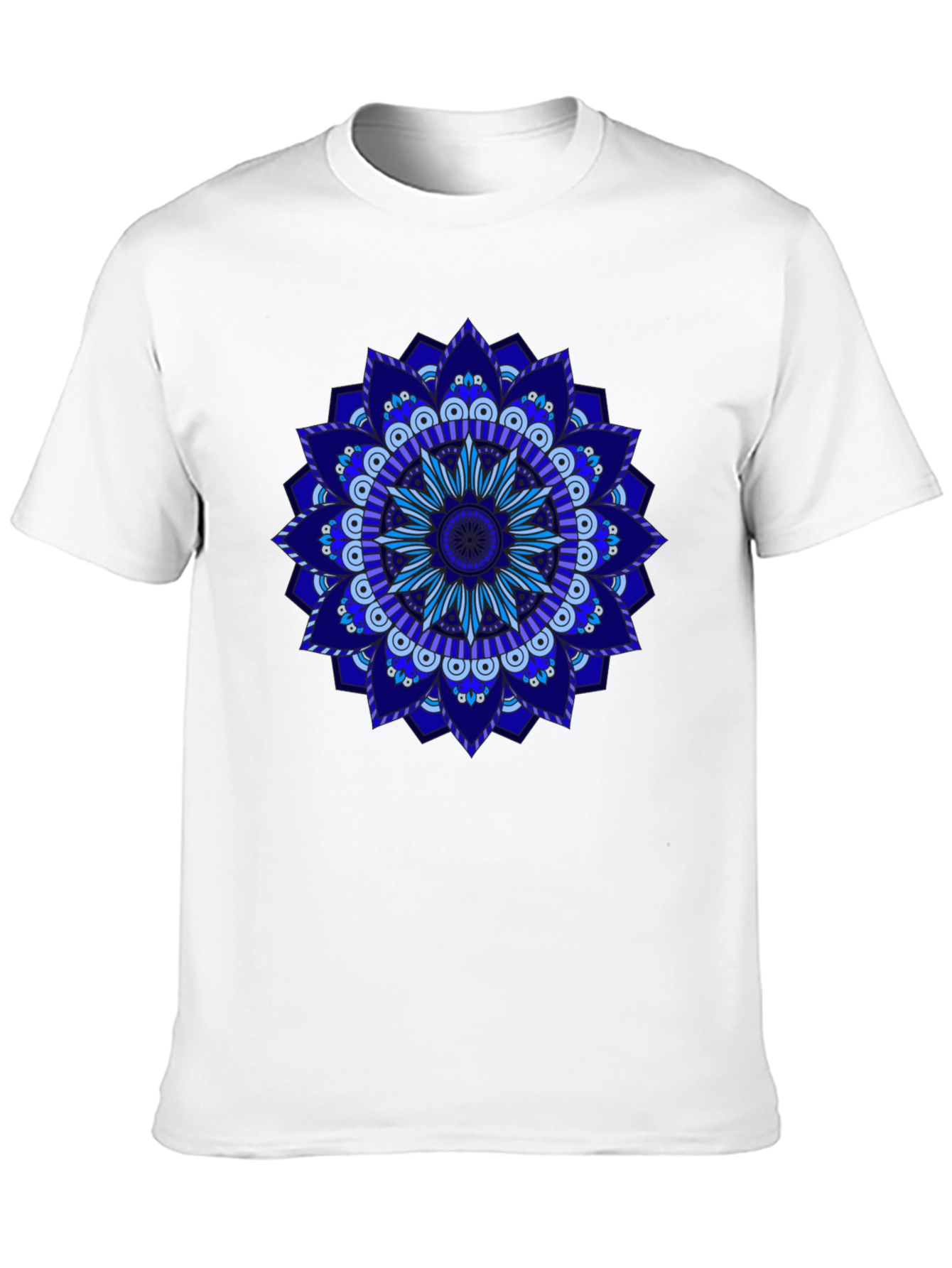 Blue Mandala Graphic Black T-Shirt