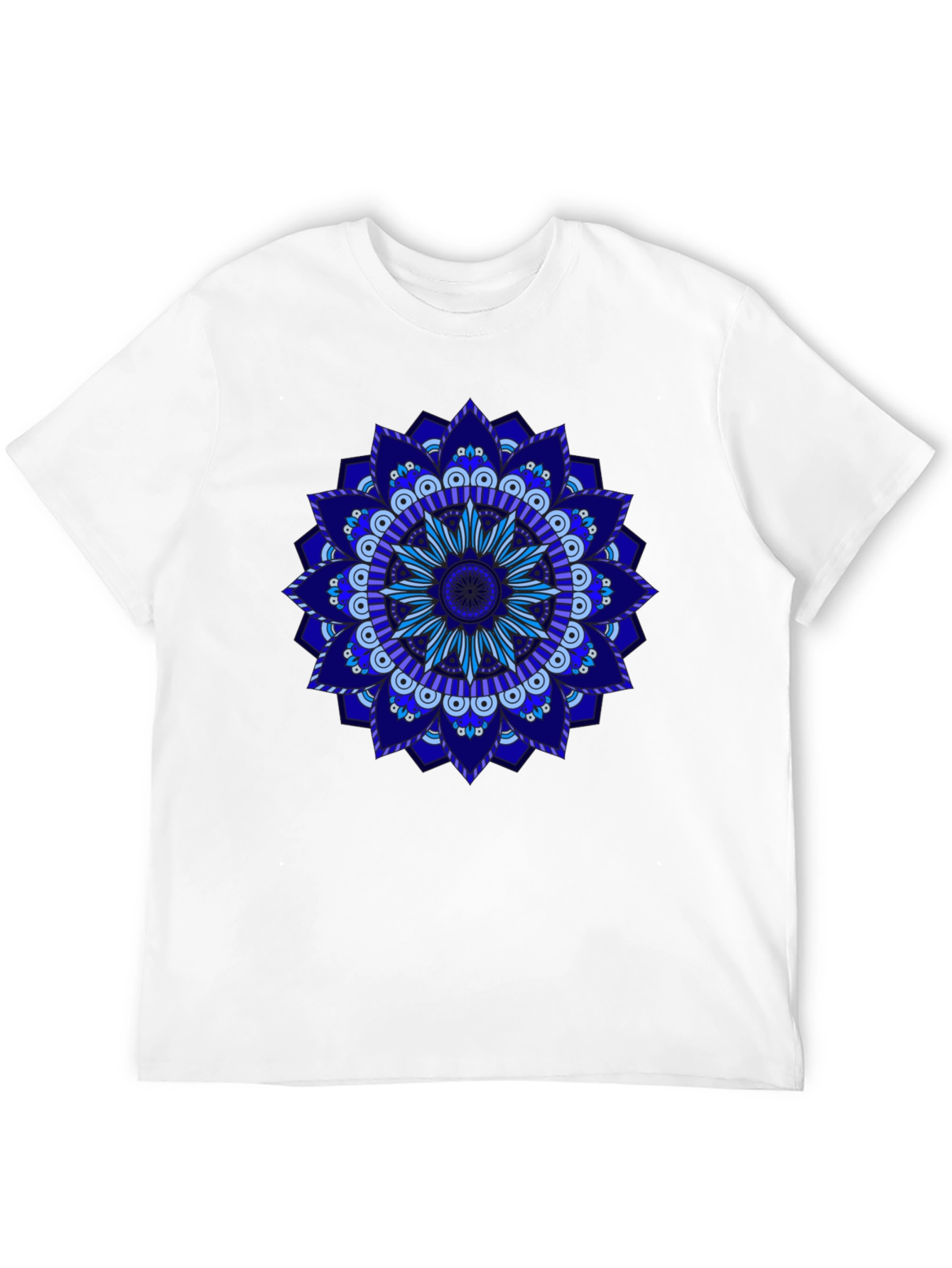 Blue Mandala Graphic Black T-Shirt